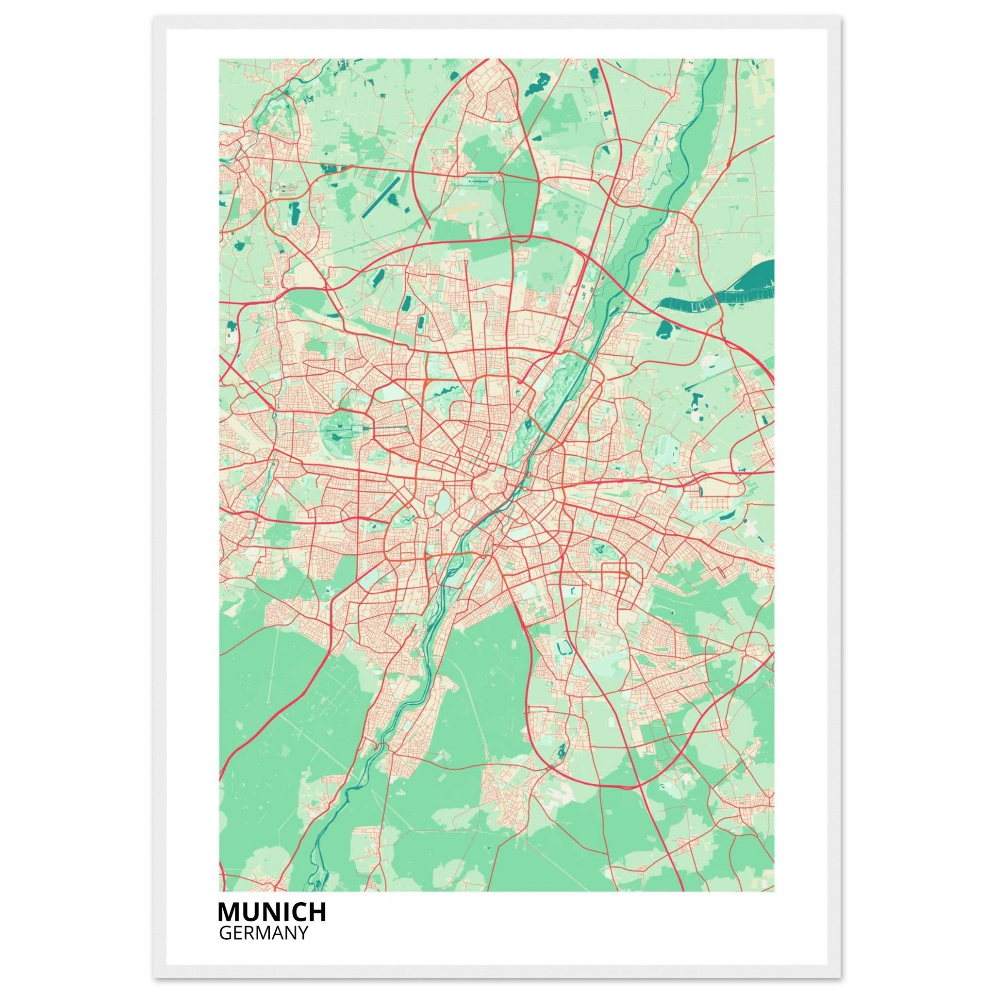 Munich Germany City Map Poster | Custom Map Art Print - Ink And Atlas