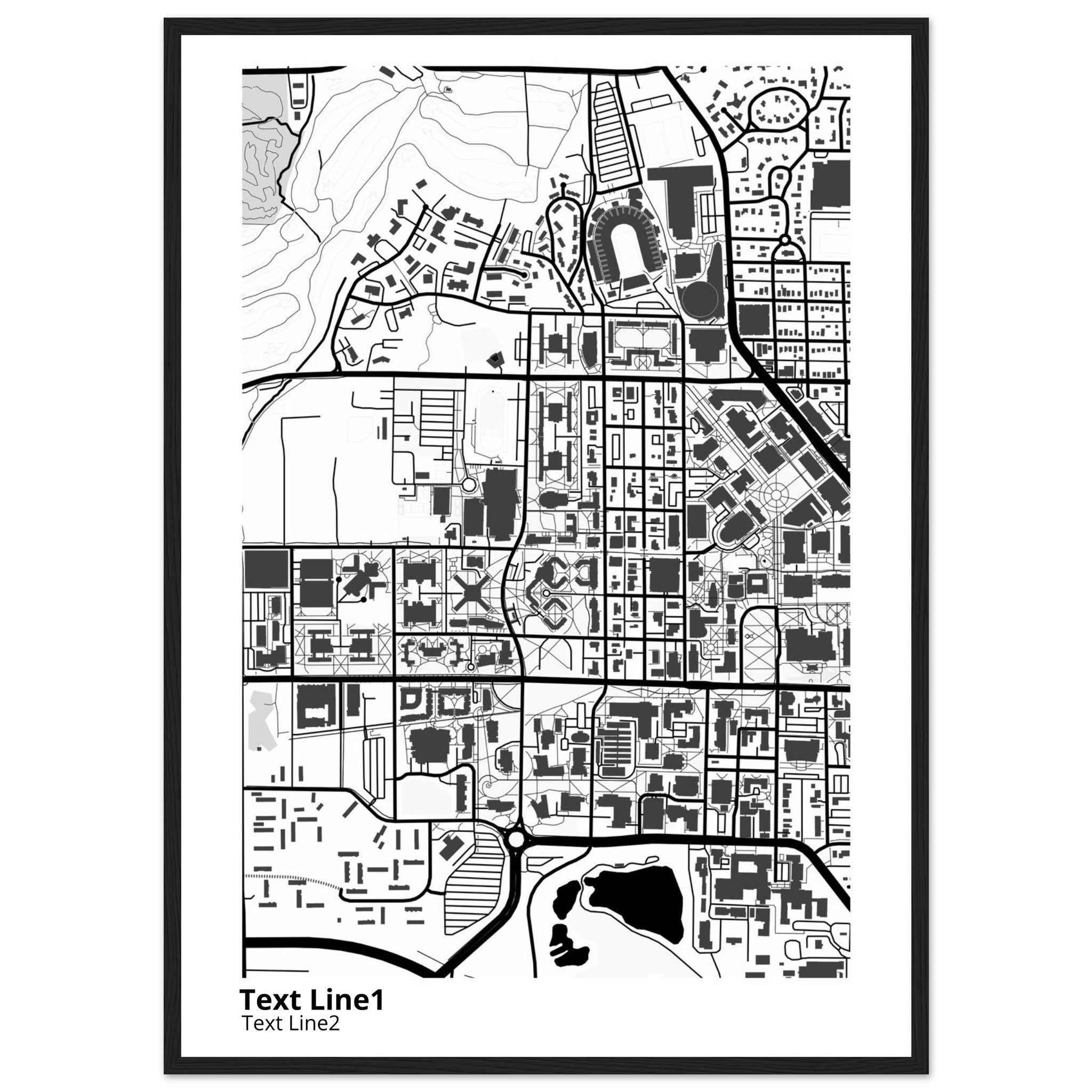 purdue university indiana main campus modern campus map print