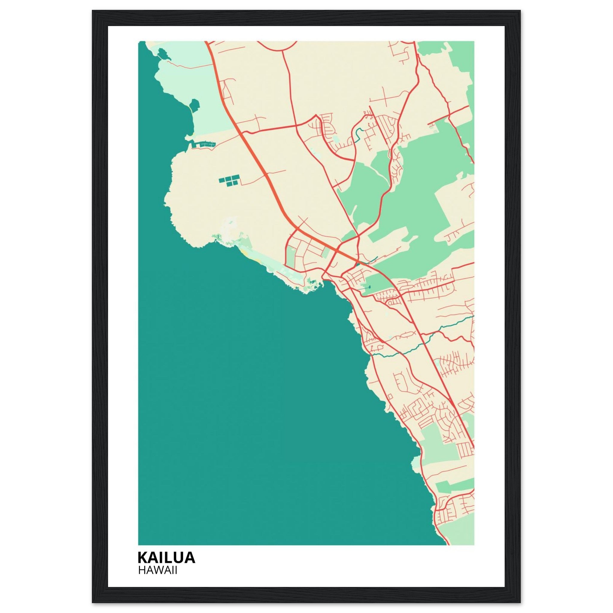 Kailua Hawaii City Map Poster | Custom Map Art Print - Ink And Atlas