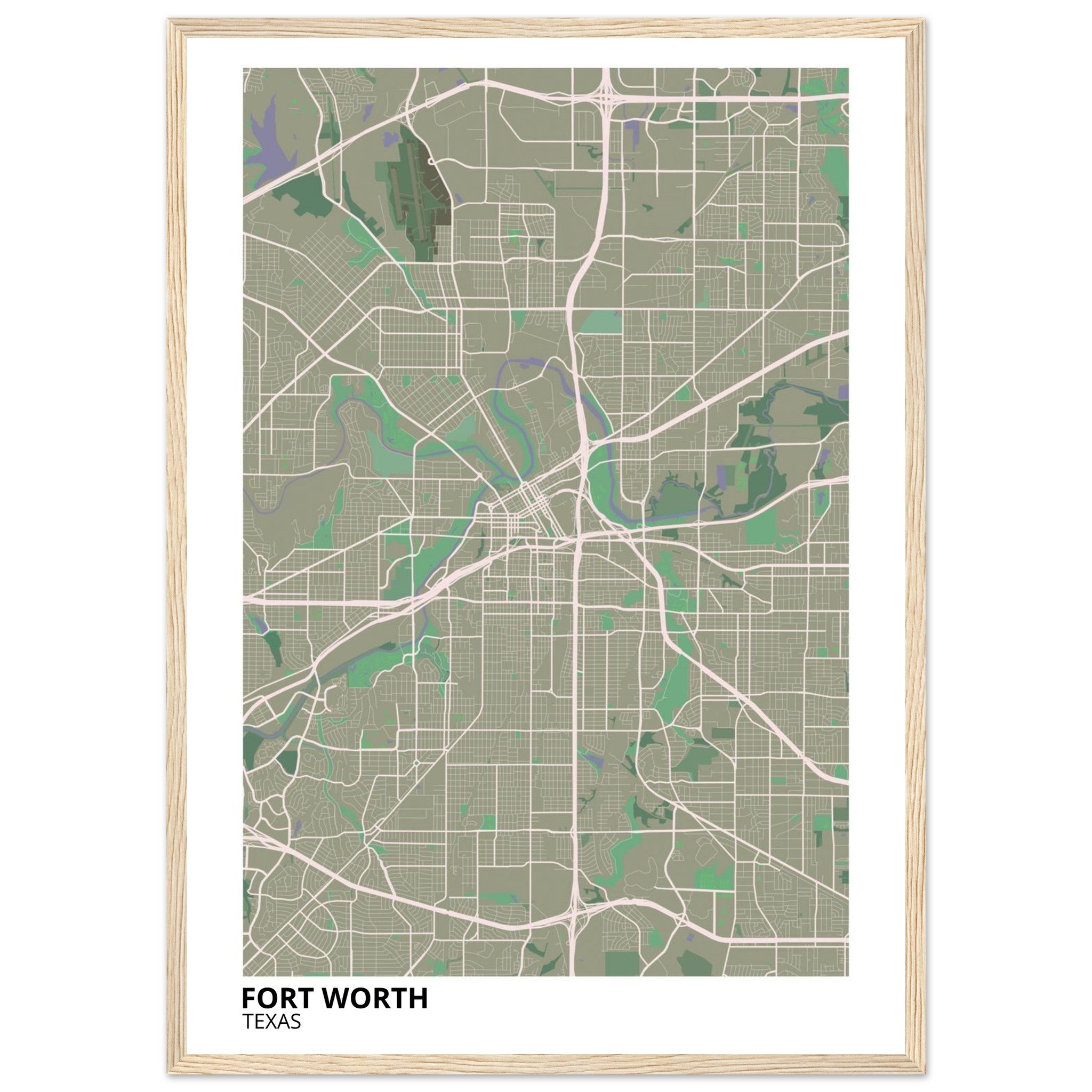 fort worth map poster print