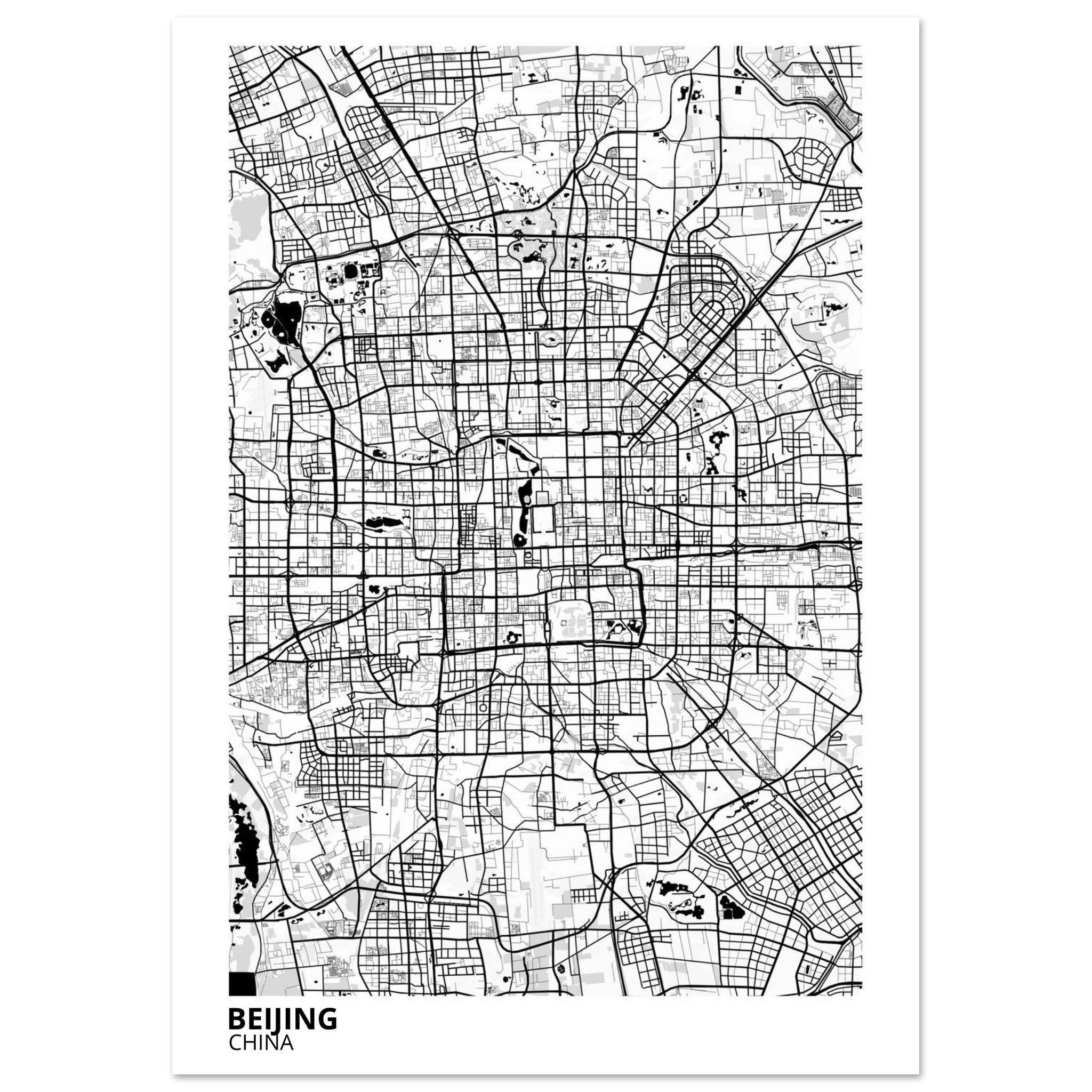 beijing china map poster print