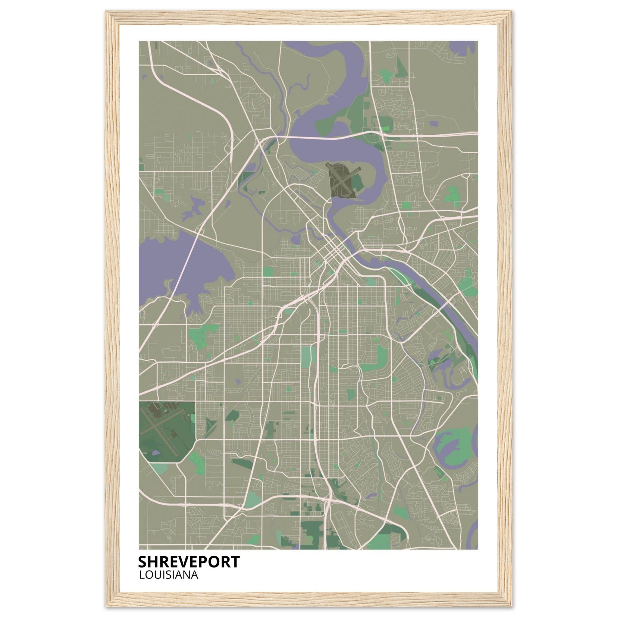 Shreveport Louisiana City Map Poster | Custom Map Art Print - Ink And Atlas