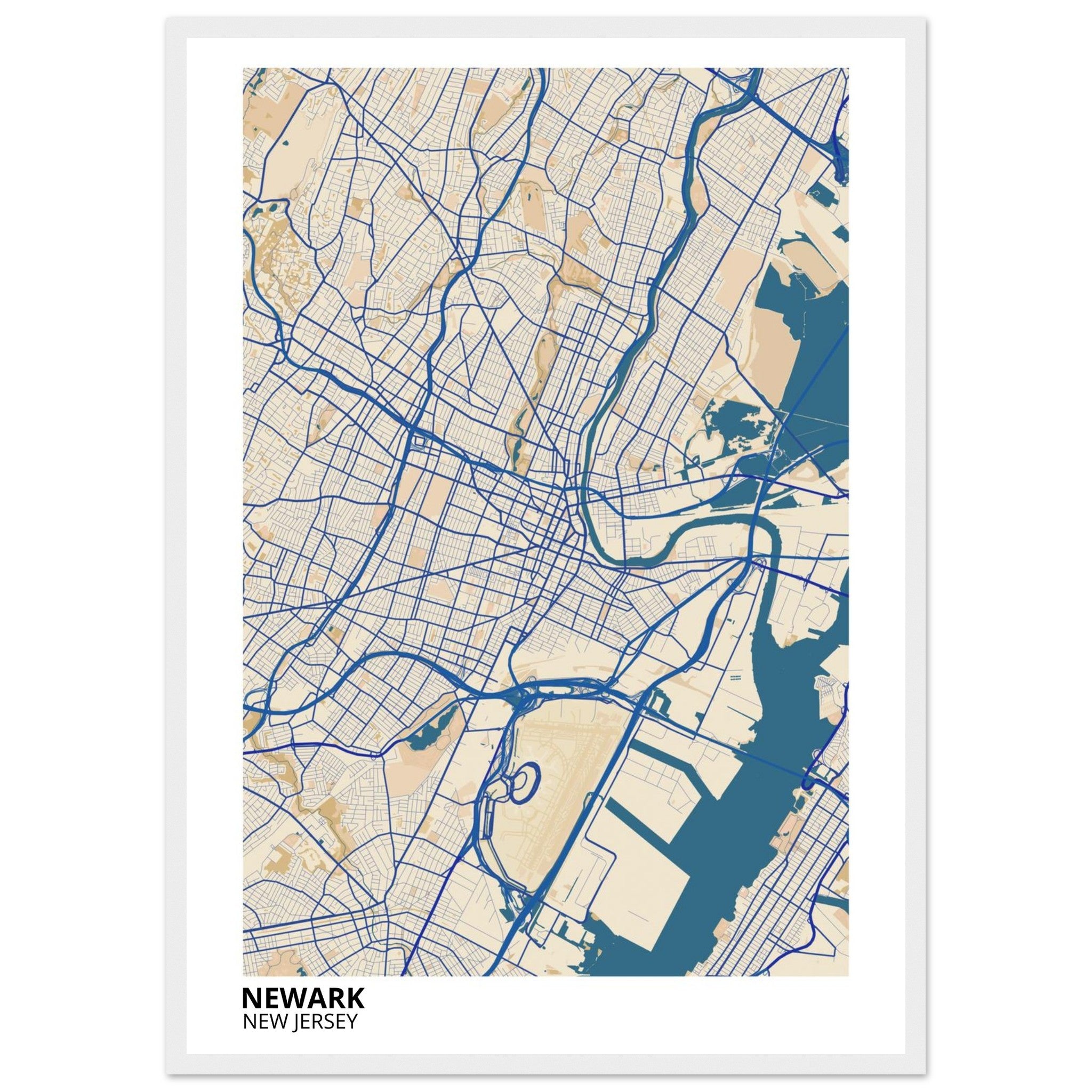 Newark New Jersey City Map Poster | Custom Map Art Print - Ink And Atlas