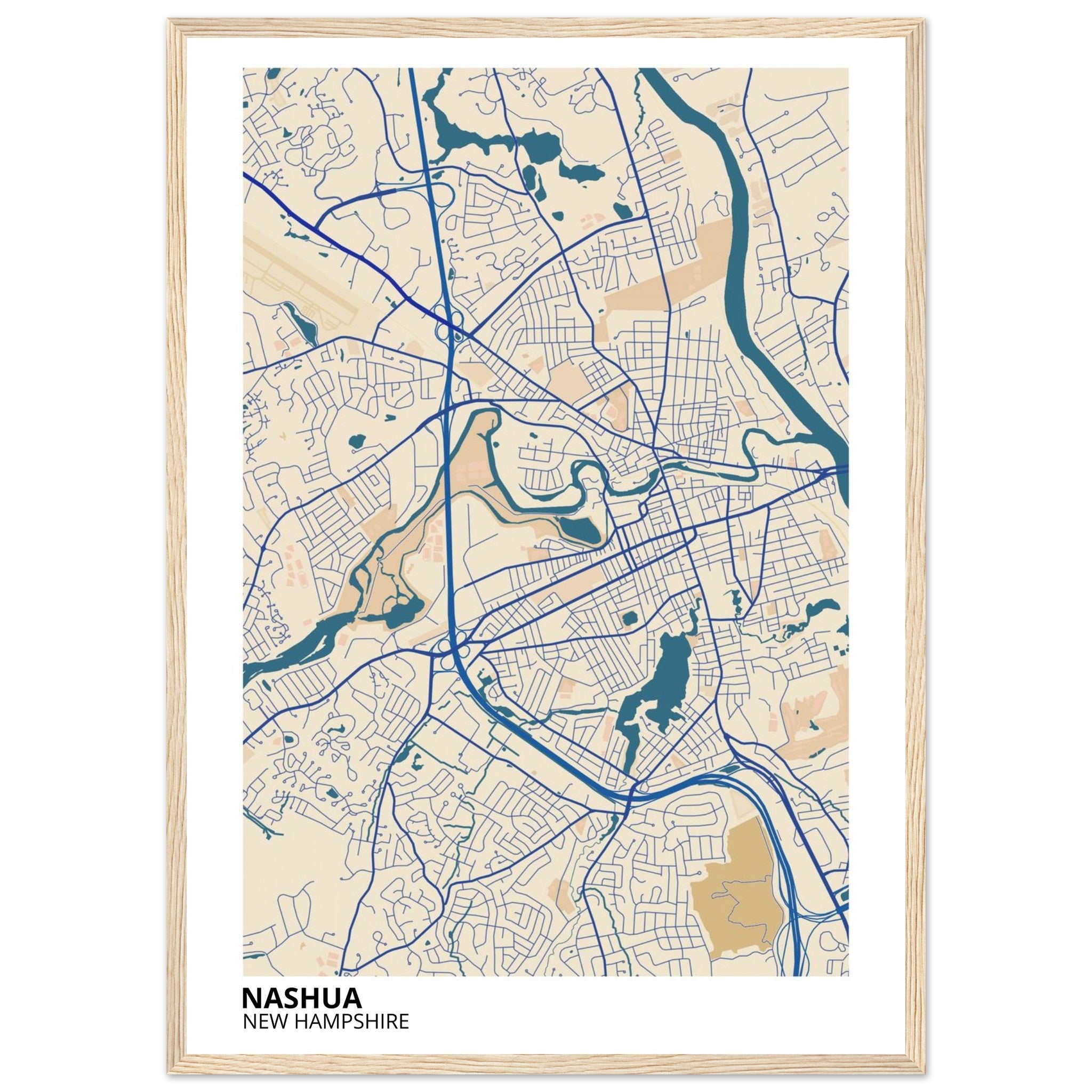 Nashua New Hampshire City Map Poster | Custom Map Art Print - Ink And Atlas