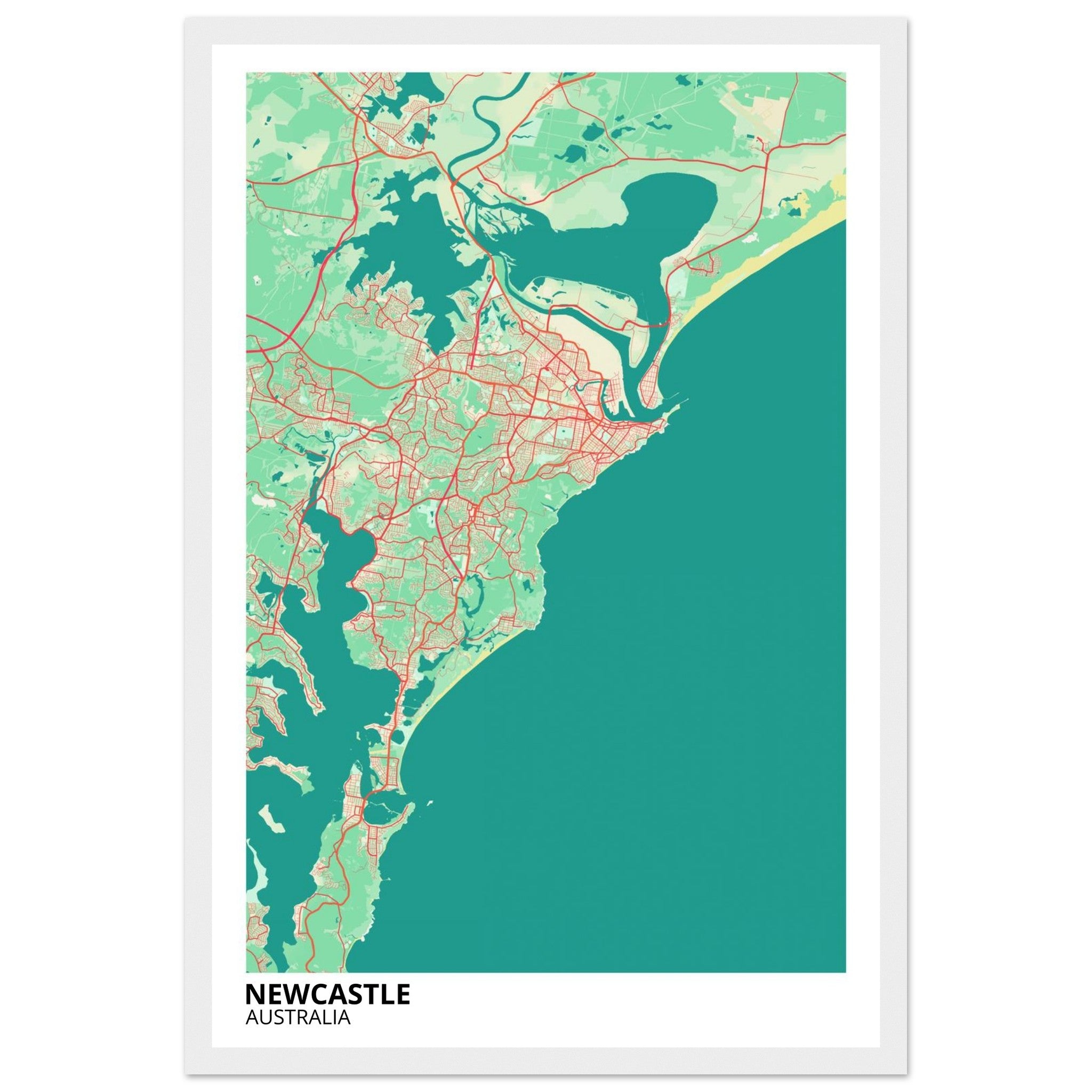 Newcastle Australia City Map Poster | Custom Map Art Print - Ink And Atlas