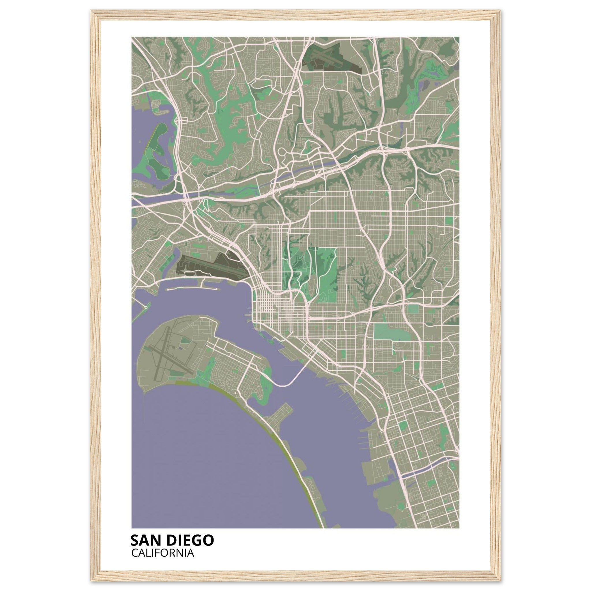 san diego map poster print