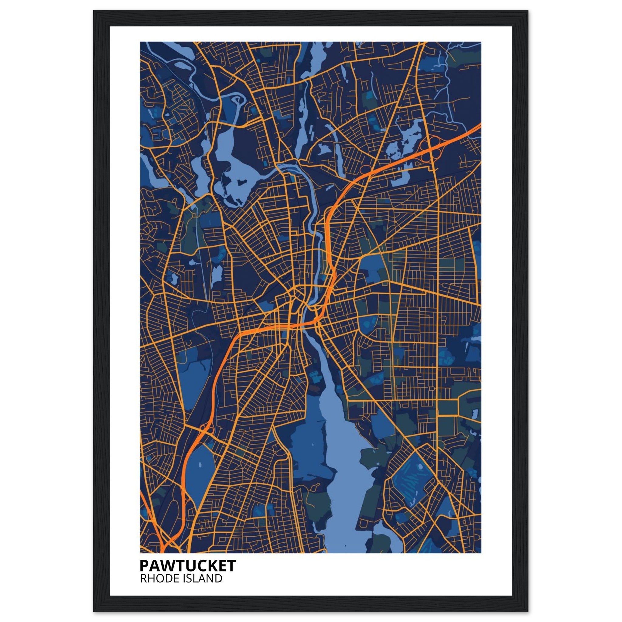Pawtucket Rhode Island City Map Poster | Custom Map Art Print - Ink And Atlas