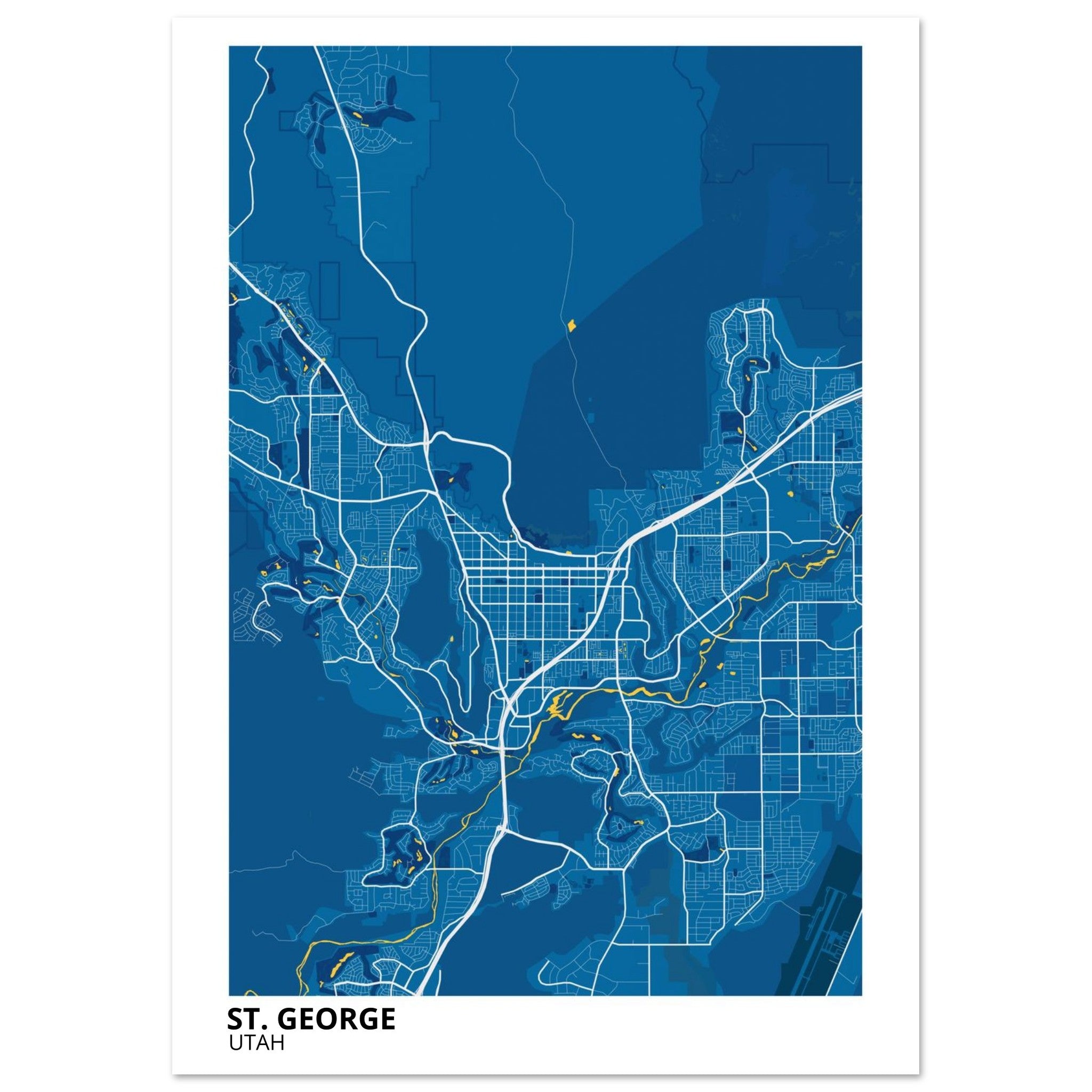 St. George Utah City Map Poster | Custom Map Art Print - Ink And Atlas