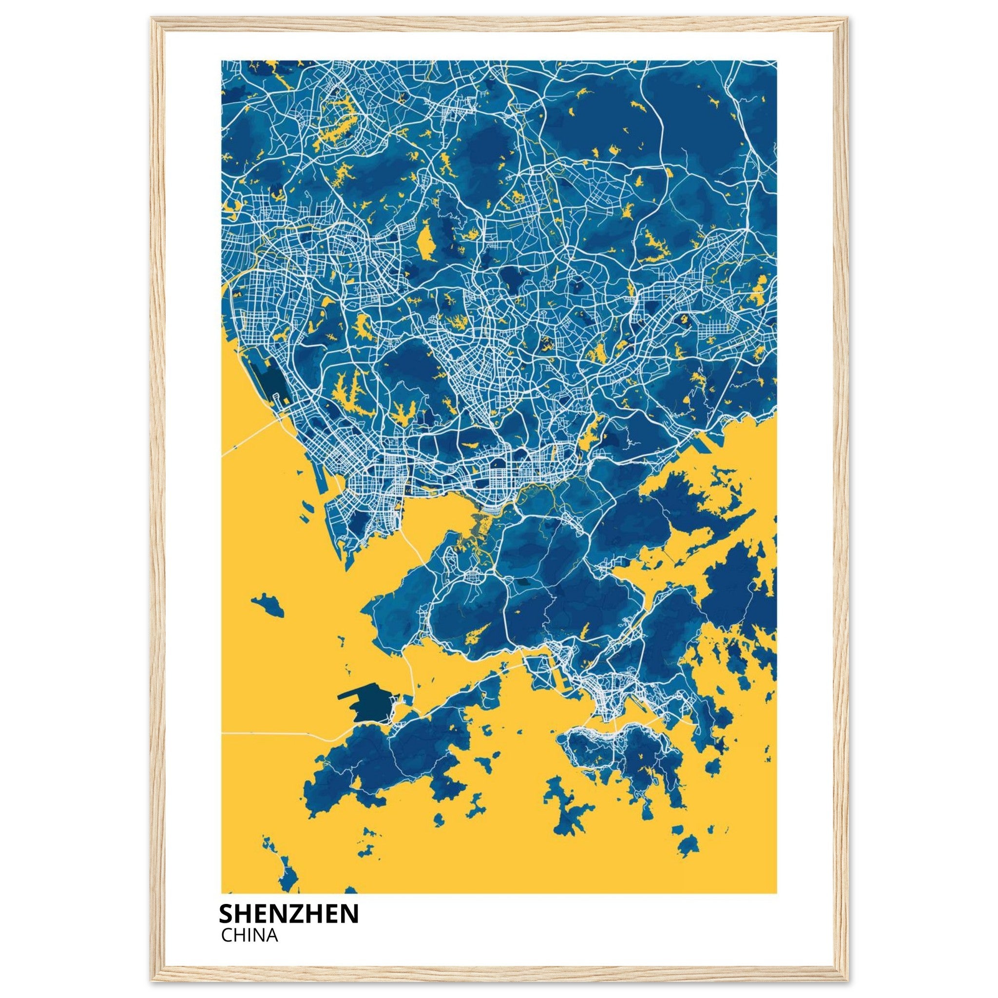 shenzhen china map poster print