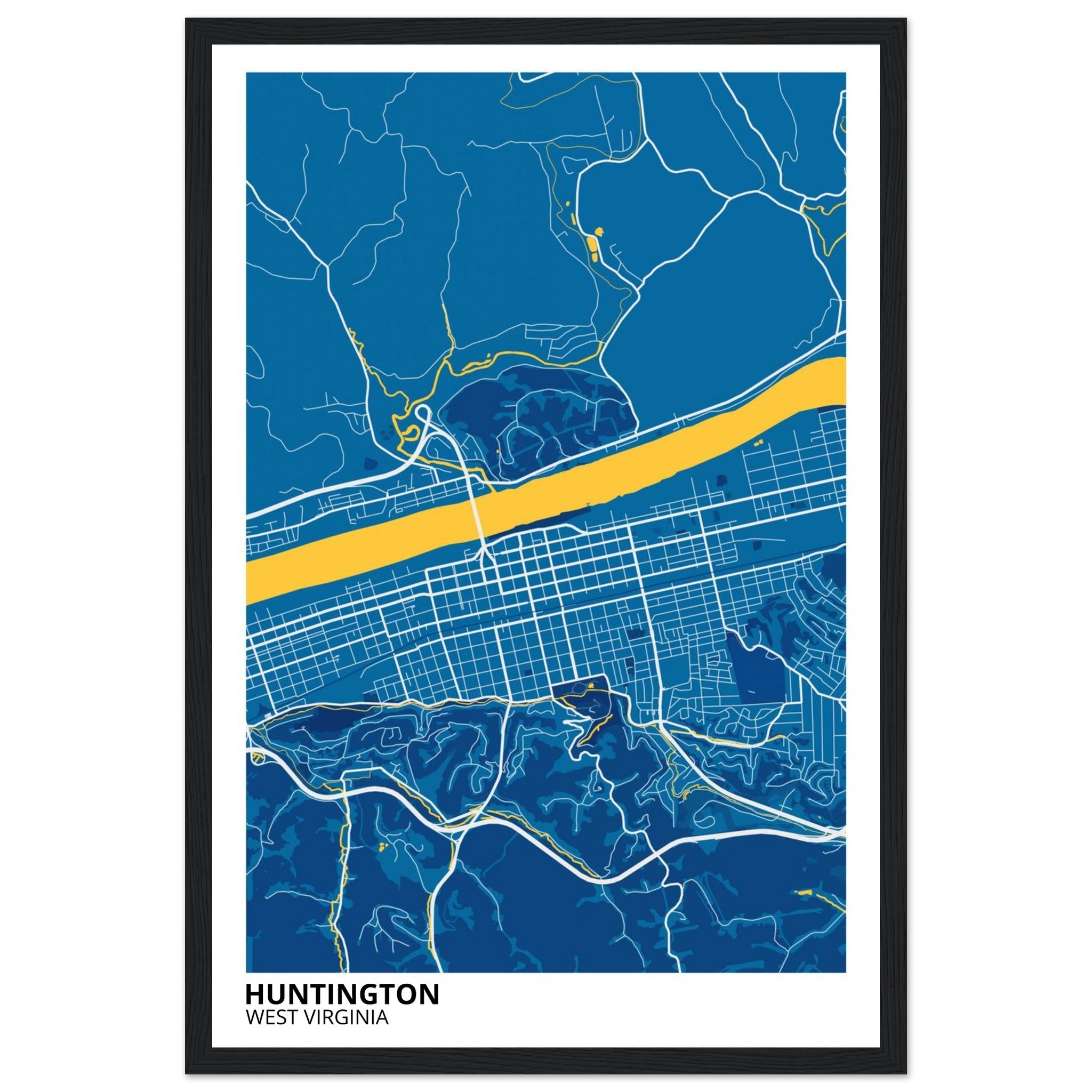 Huntington West Virginia City Map Poster | Custom Map Art Print - Ink And Atlas