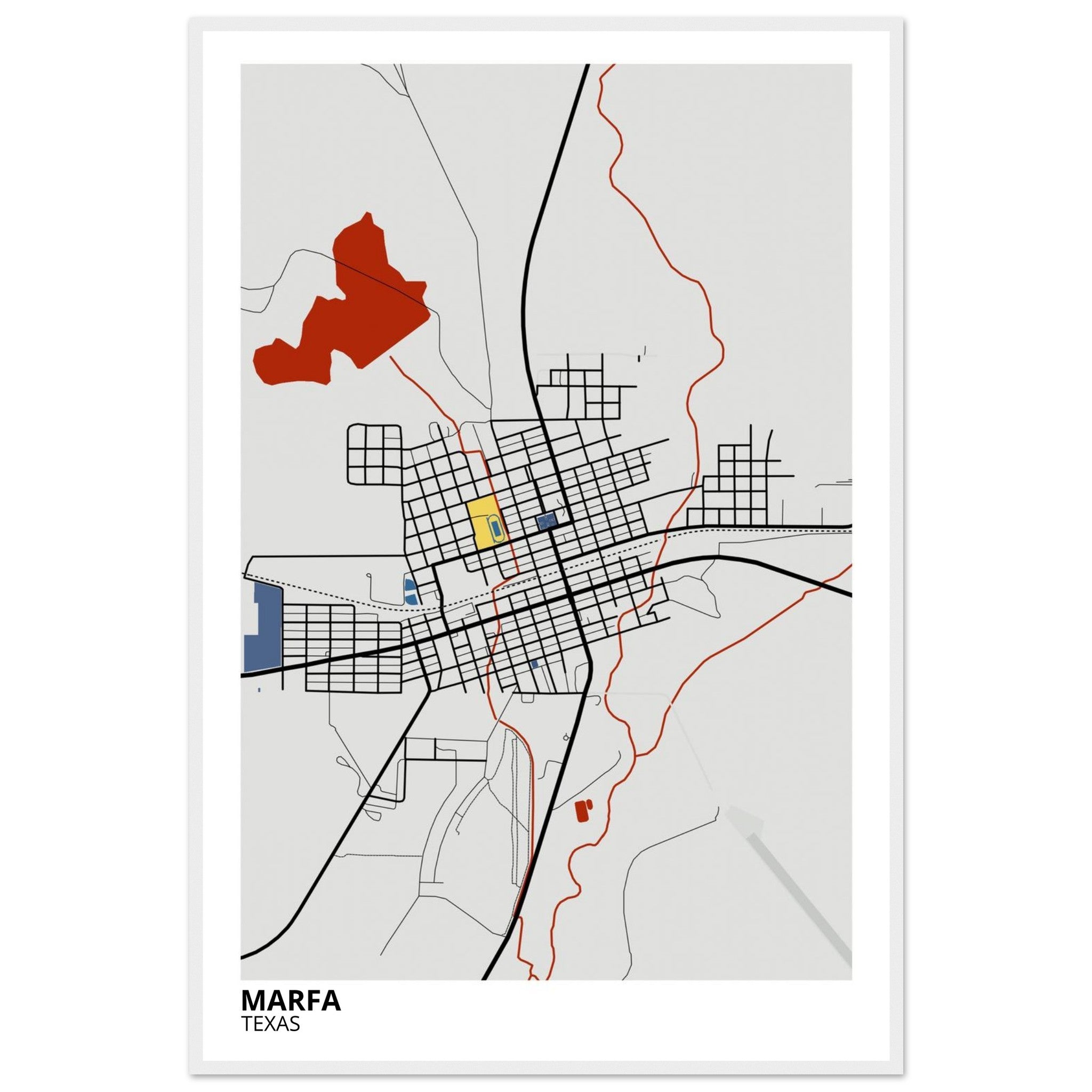 Marfa Texas City Map Poster | Custom Map Art Print - Ink And Atlas