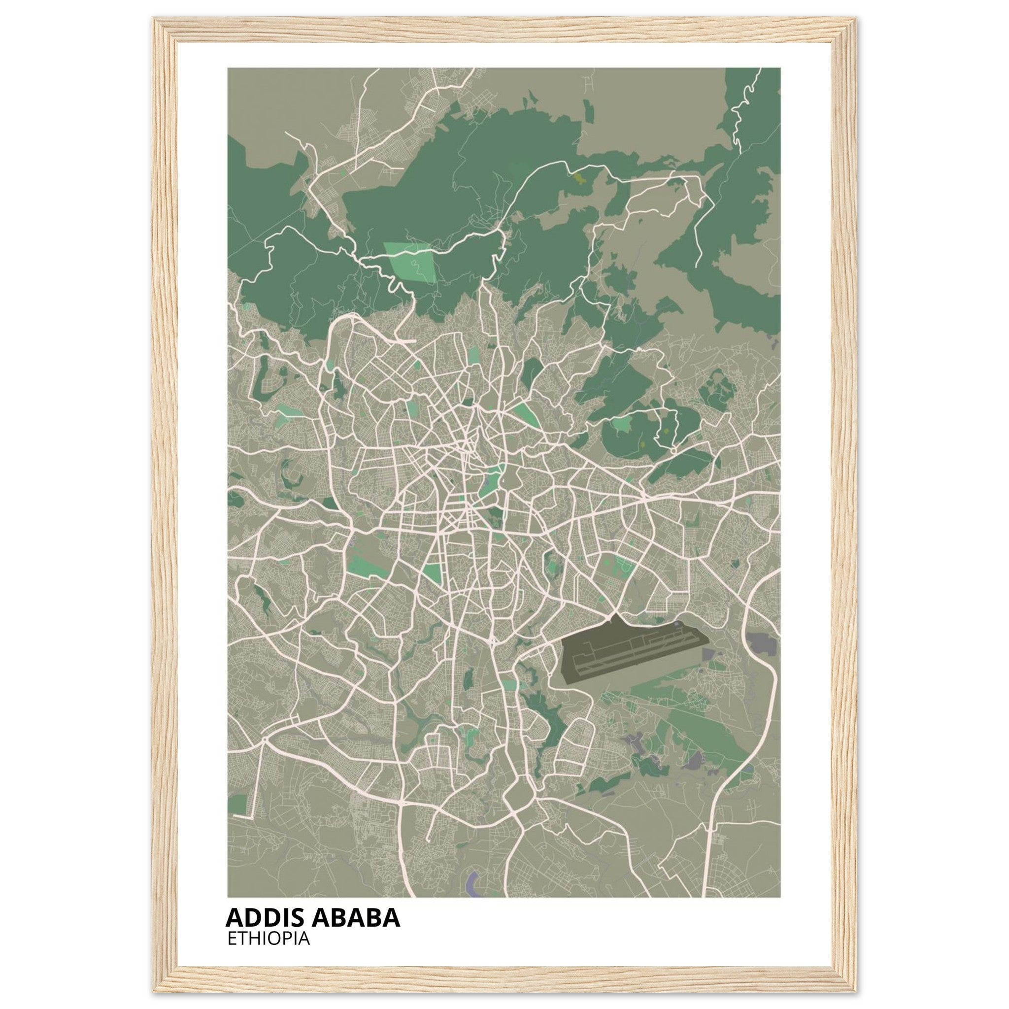 Addis Ababa Ethiopia City Map Poster | Custom Map Art Print - Ink And Atlas