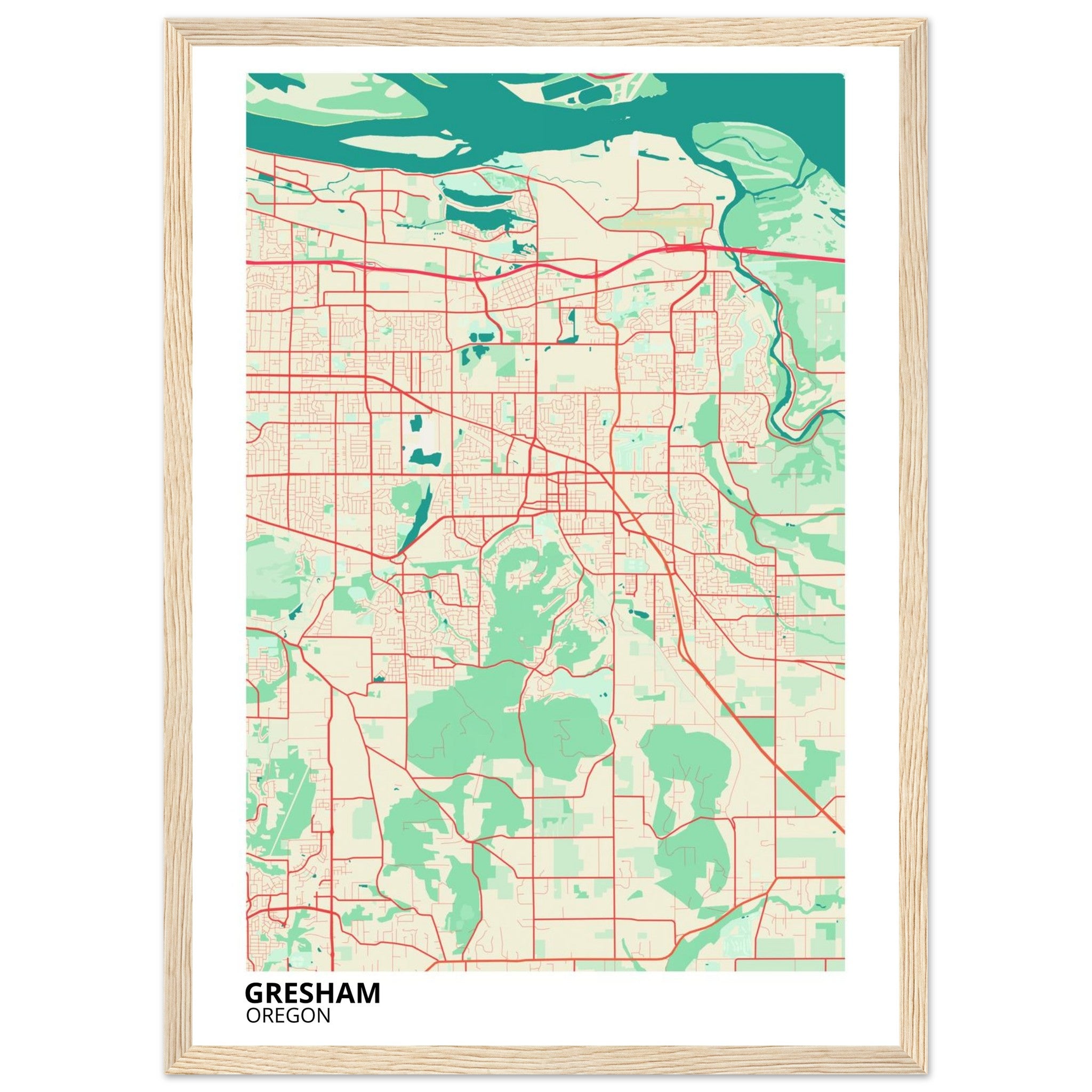 gresham oregon map poster print
