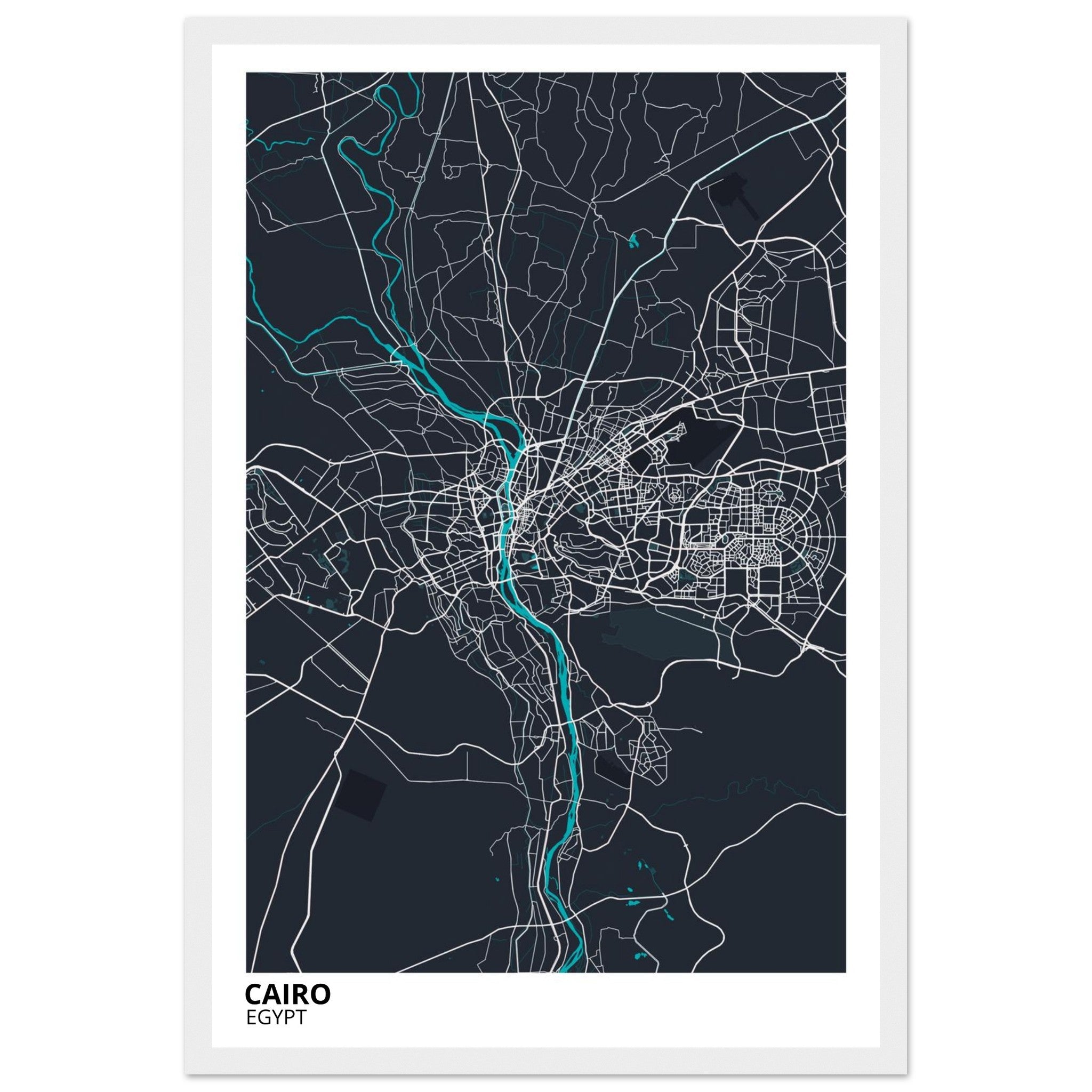 cairo egypt map poster print