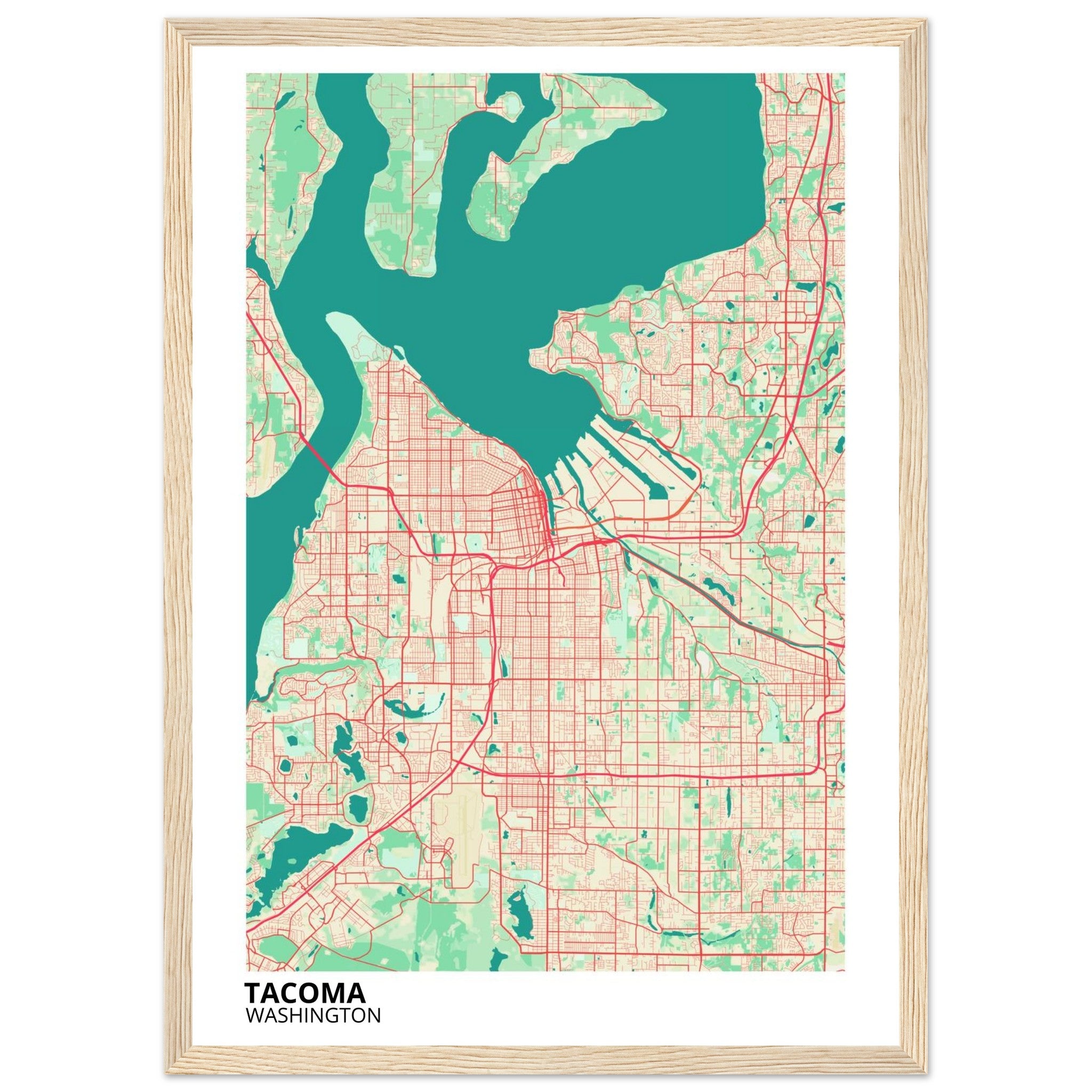 Tacoma Washington City Map Poster | Custom Map Art Print - Ink And Atlas