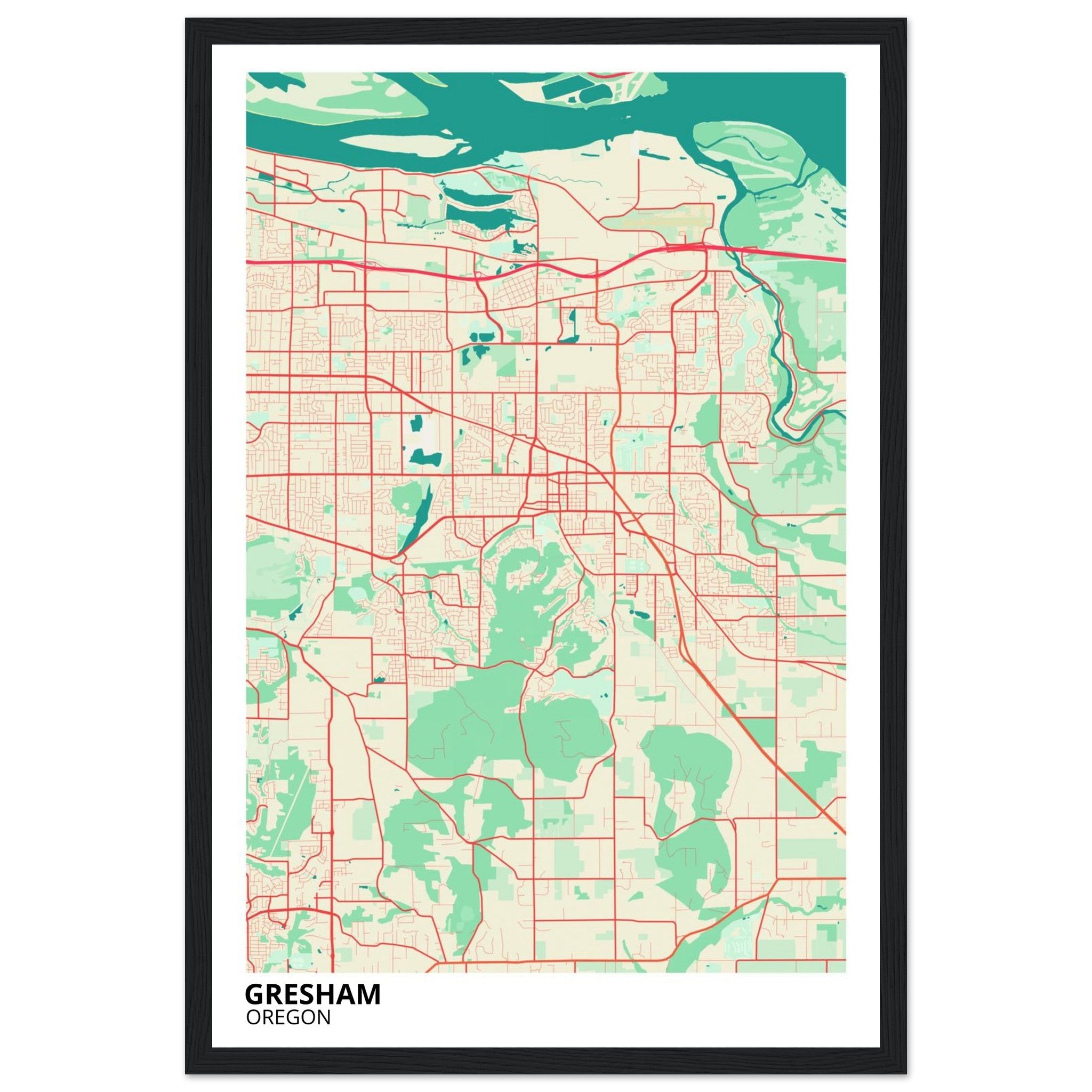 Gresham Oregon City Map Poster | Custom Map Art Print - Ink And Atlas