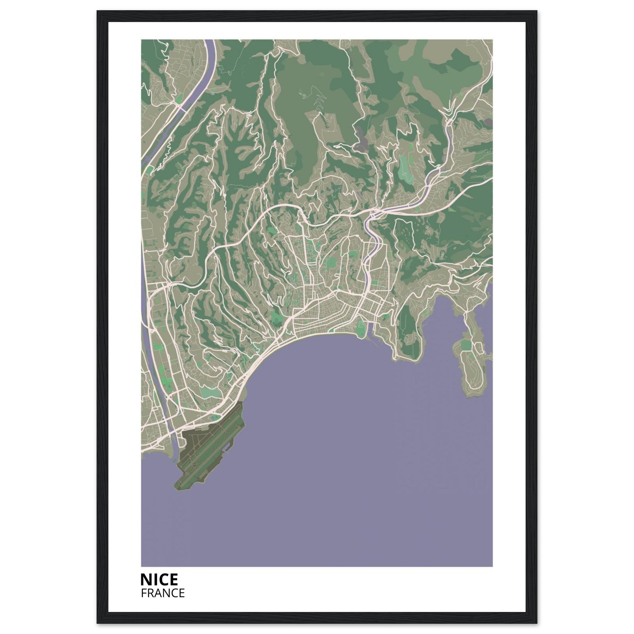 Nice France City Map Poster | Custom Map Art Print - Ink And Atlas