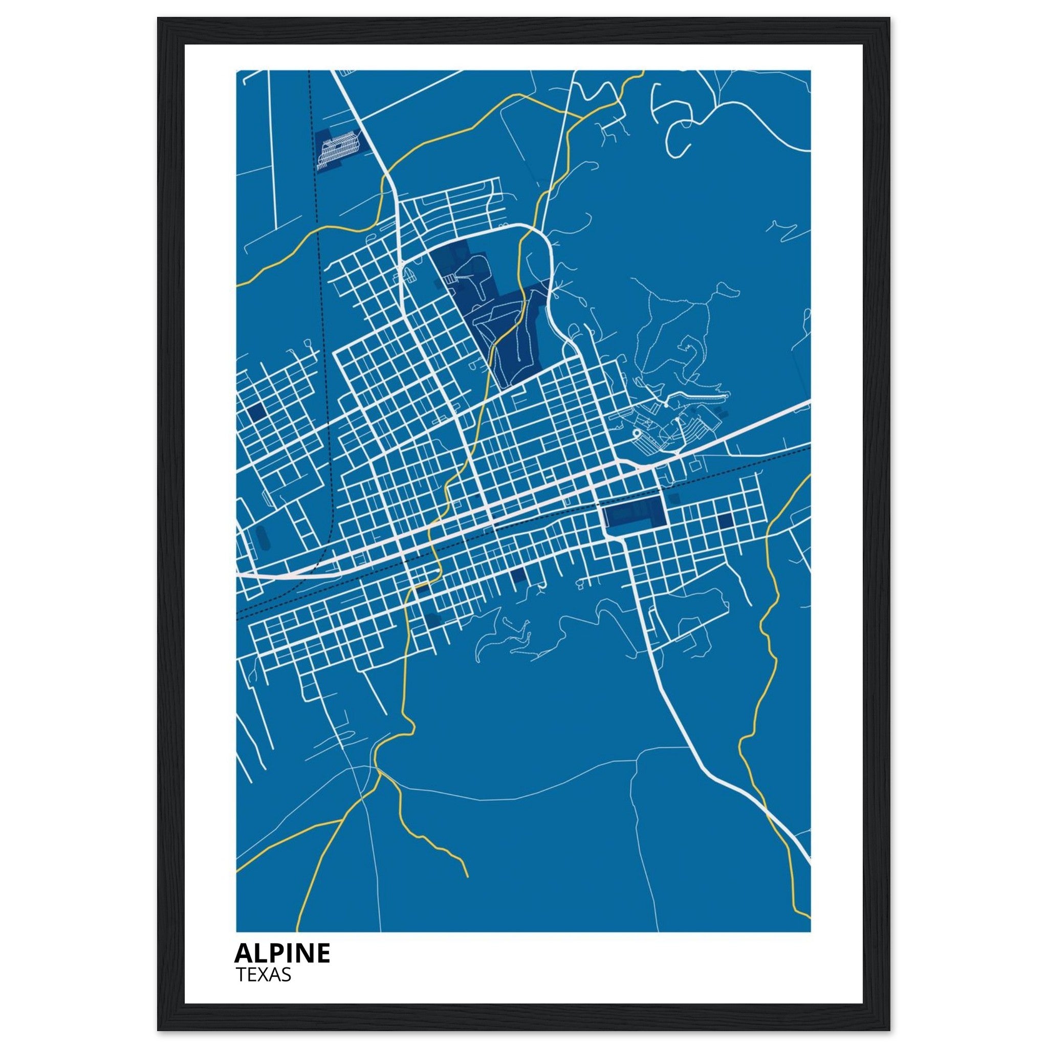 Alpine Texas City Map Poster | Custom Map Art Print - Ink And Atlas