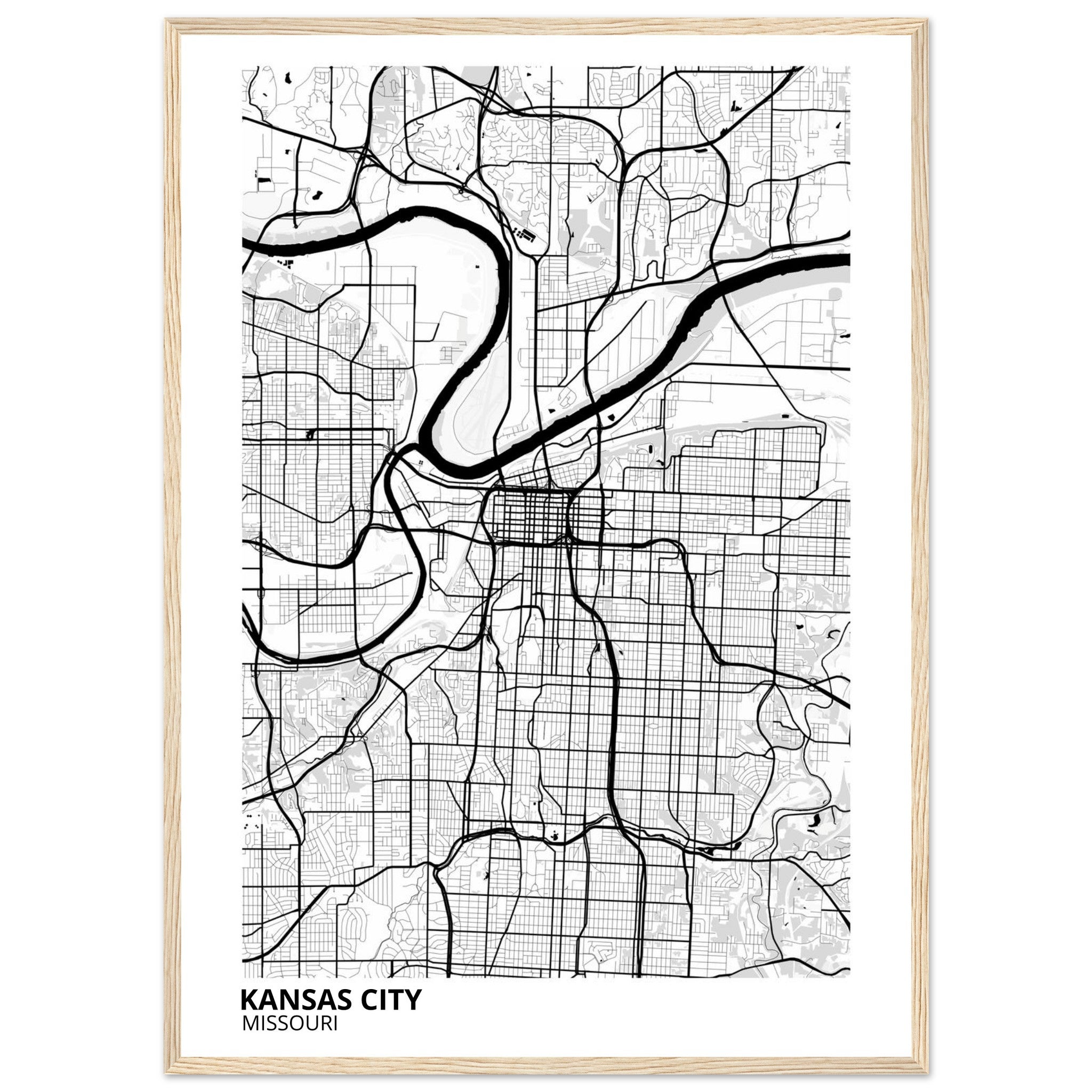 kansas city map poster print