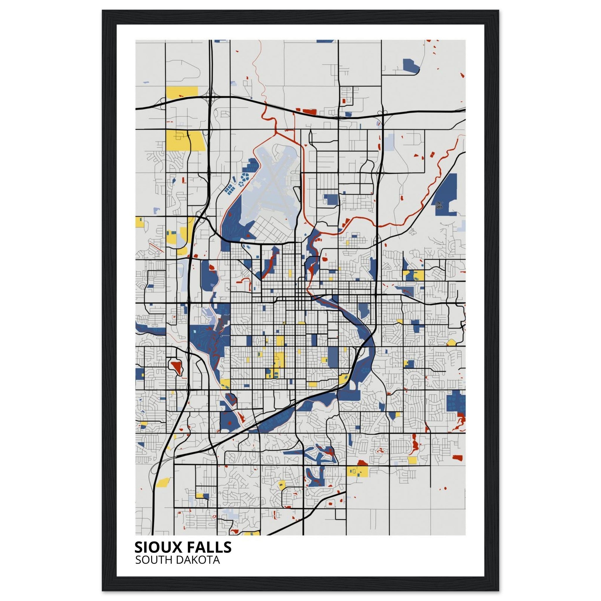 Sioux Falls South Dakota City Map Poster | Custom Map Art Print - Ink And Atlas