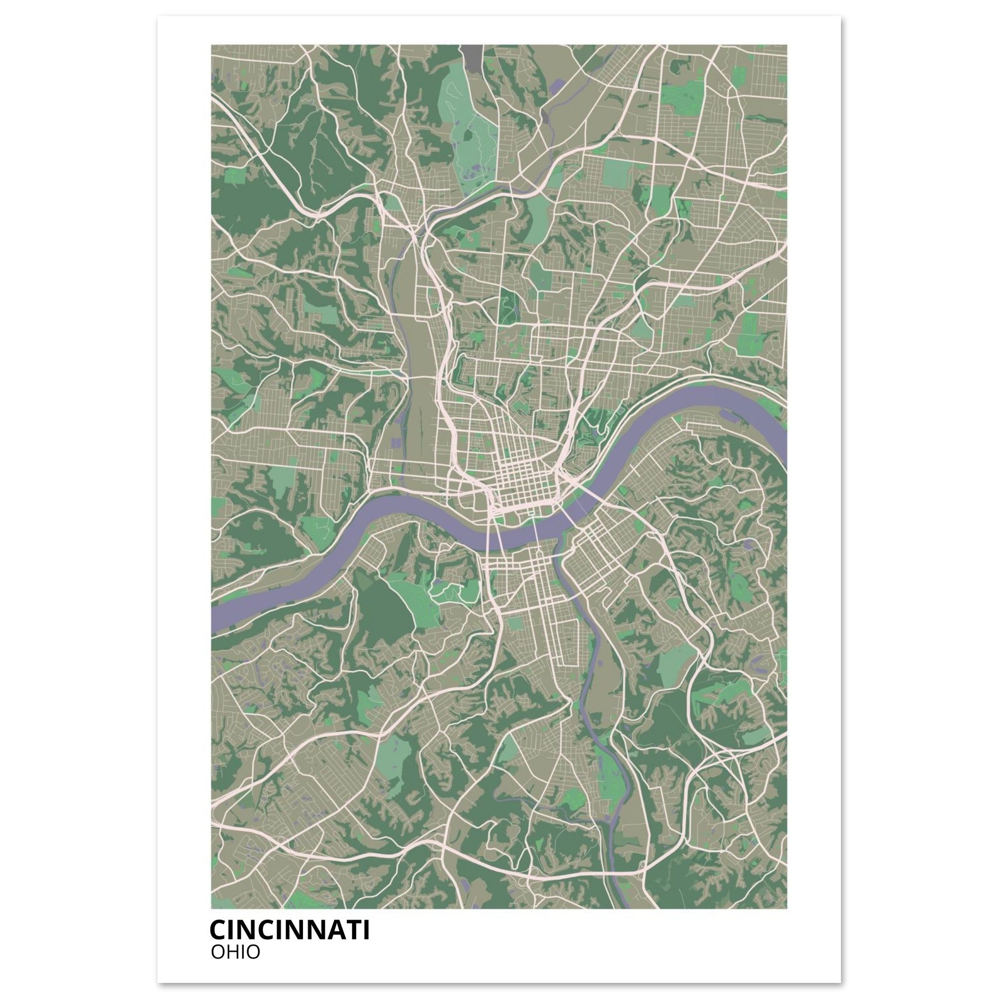 cincinnati map poster print