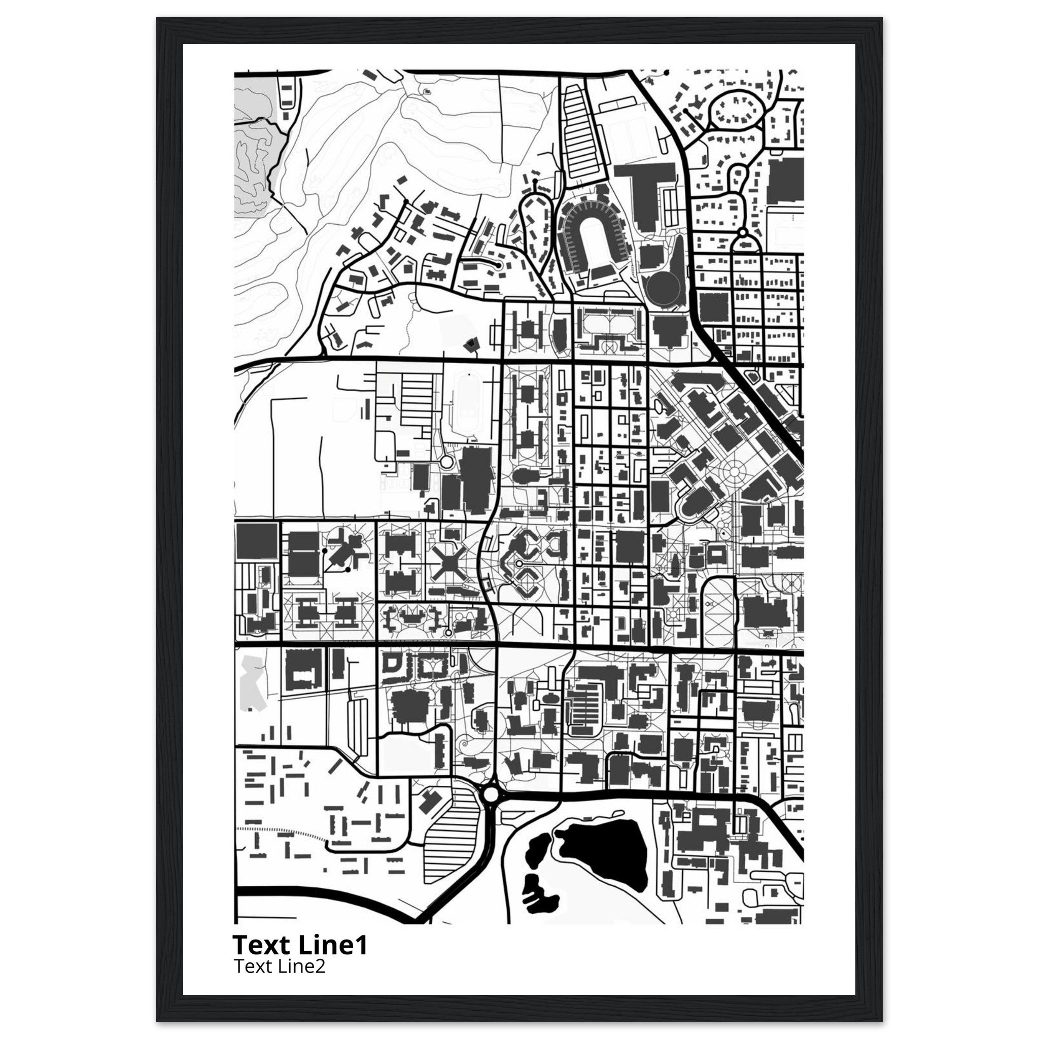 purdue university indiana main campus modern campus map print