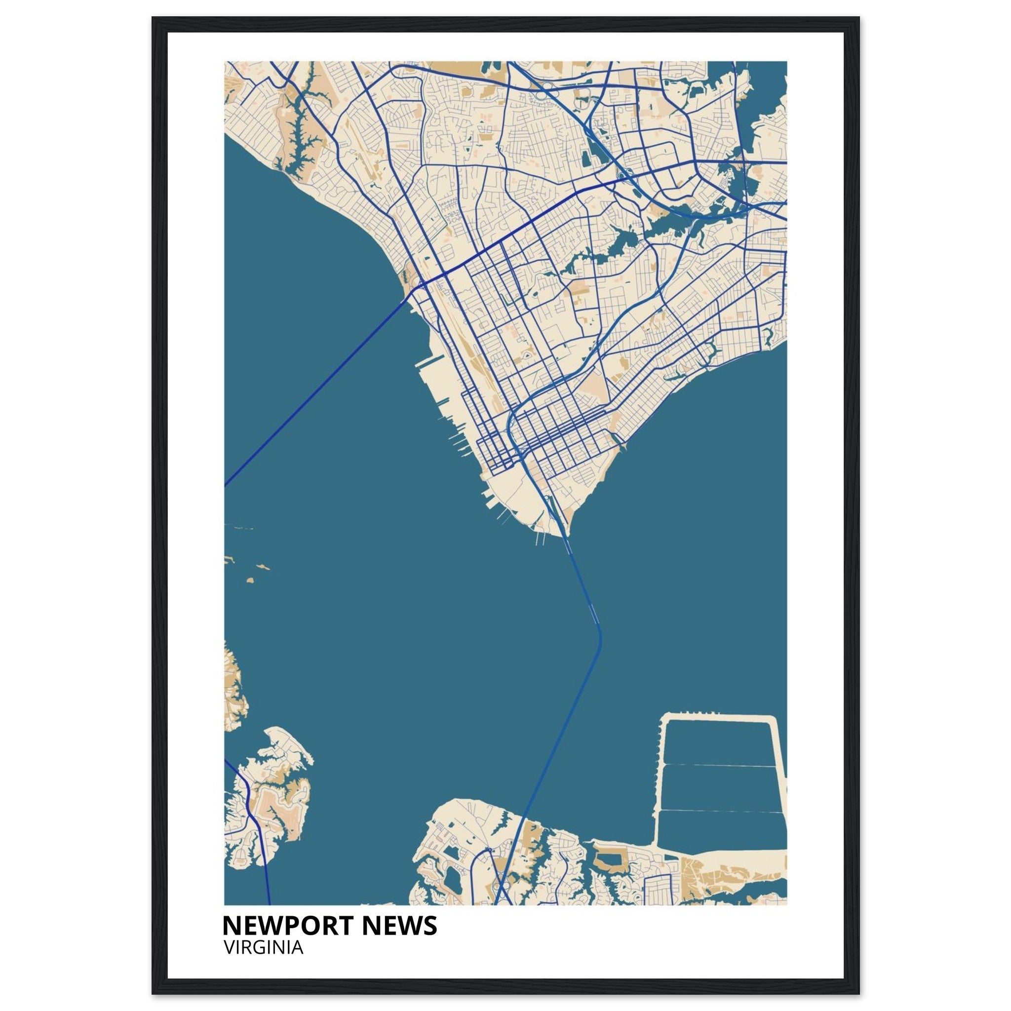 Newport News Virginia City Map Poster | Custom Map Art Print - Ink And Atlas