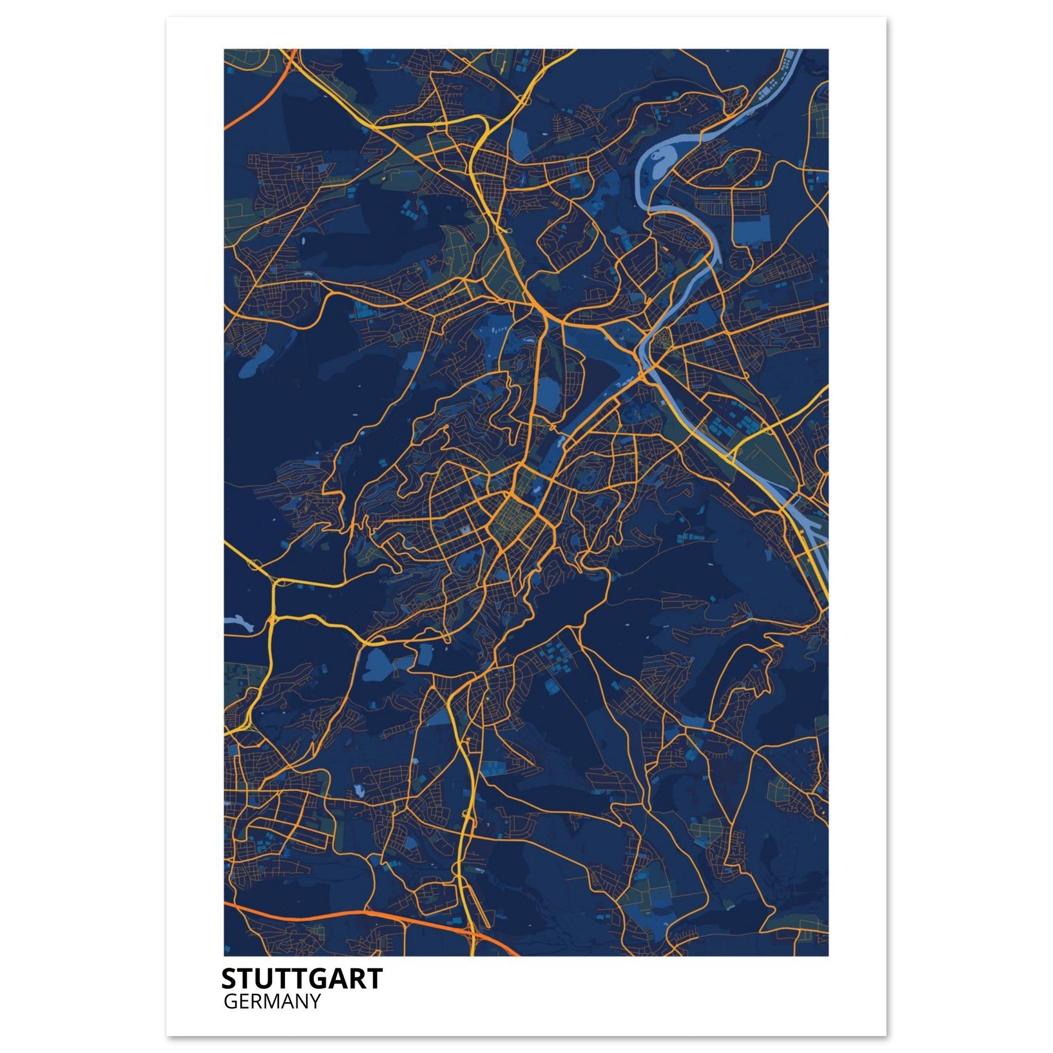 Stuttgart Germany City Map Poster | Custom Map Art Print - Ink And Atlas