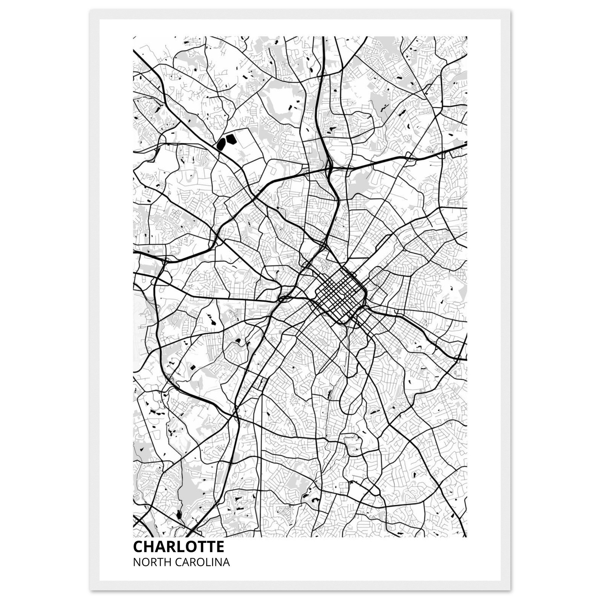 charlotte map poster print