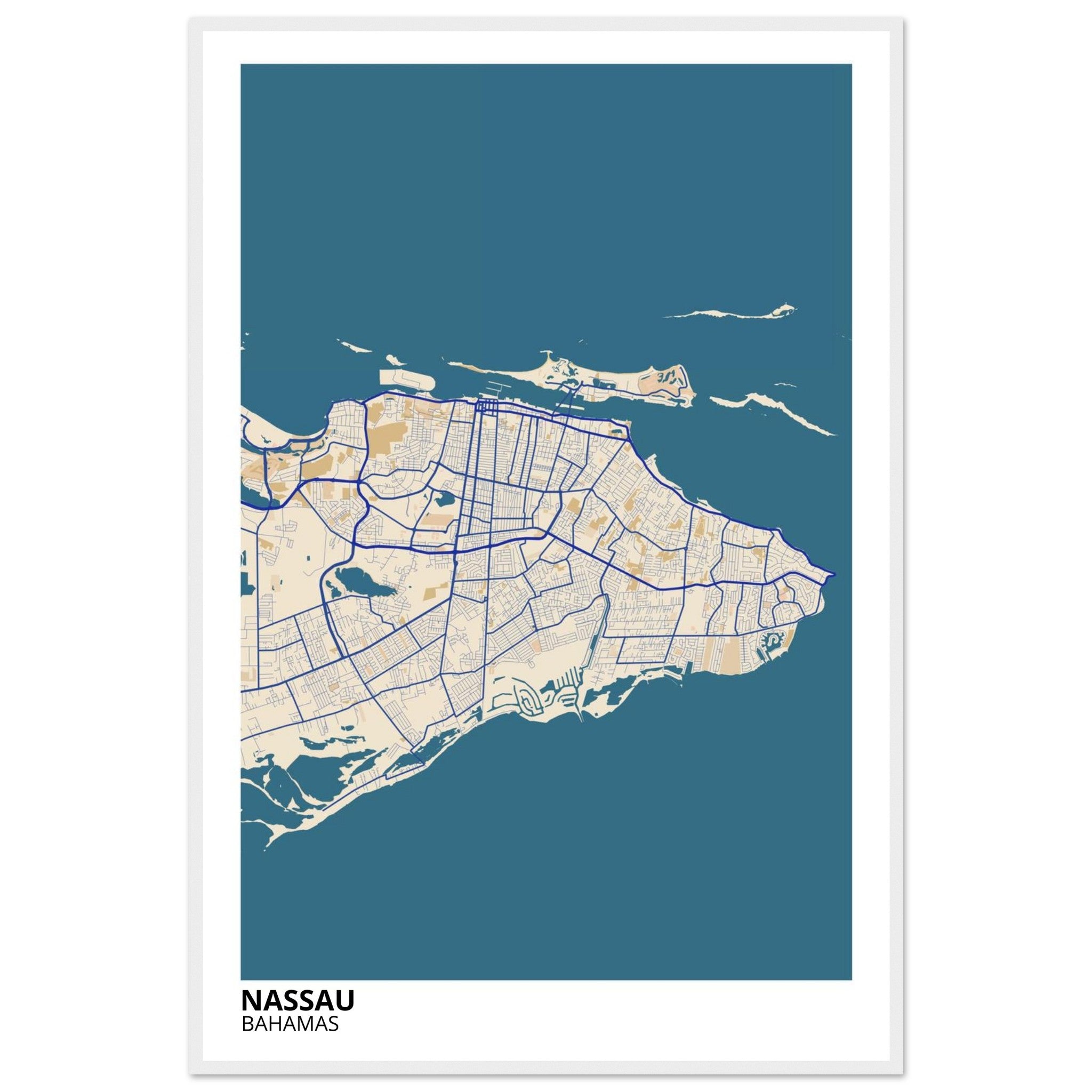 Nassau Bahamas City Map Poster | Custom Map Art Print - Ink And Atlas