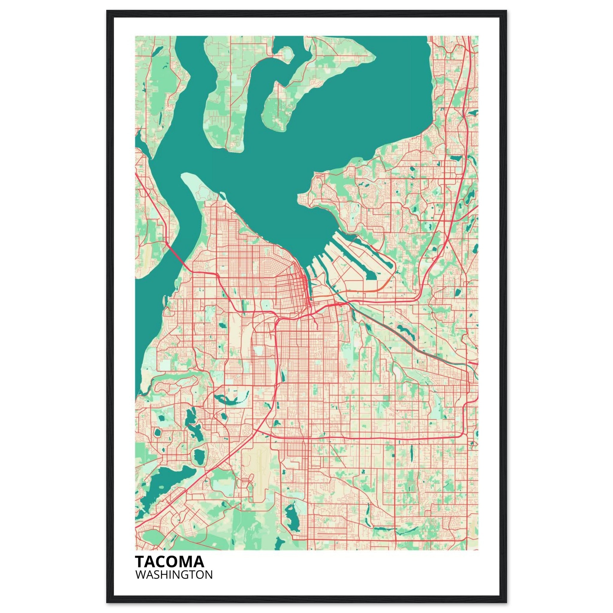 Tacoma Washington City Map Poster | Custom Map Art Print - Ink And Atlas