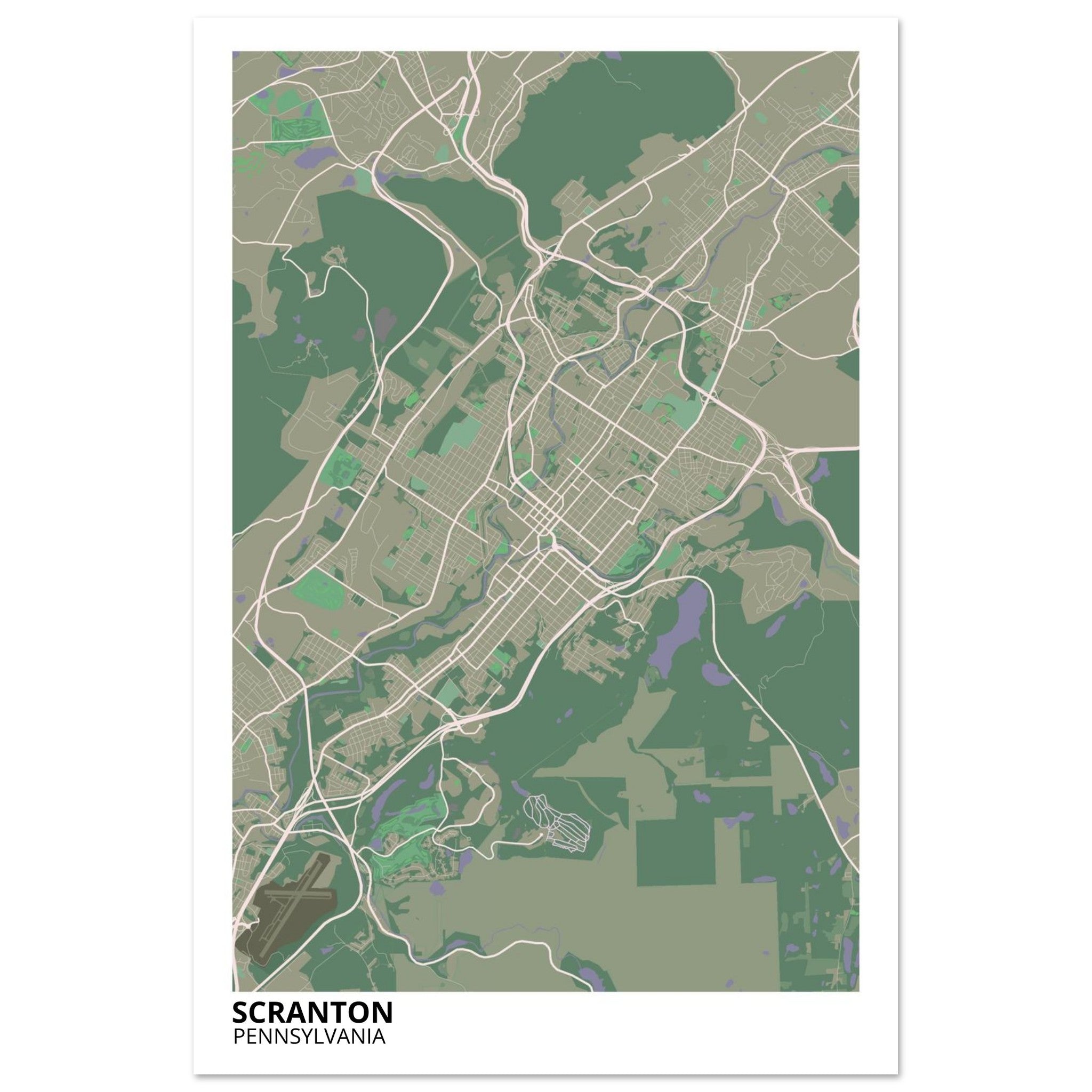 Scranton Pennsylvania City Map Poster | Custom Map Art Print - Ink And Atlas