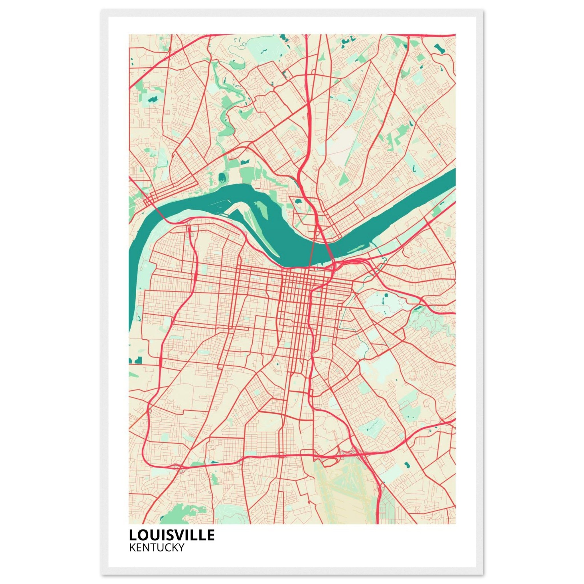 louisville map poster print