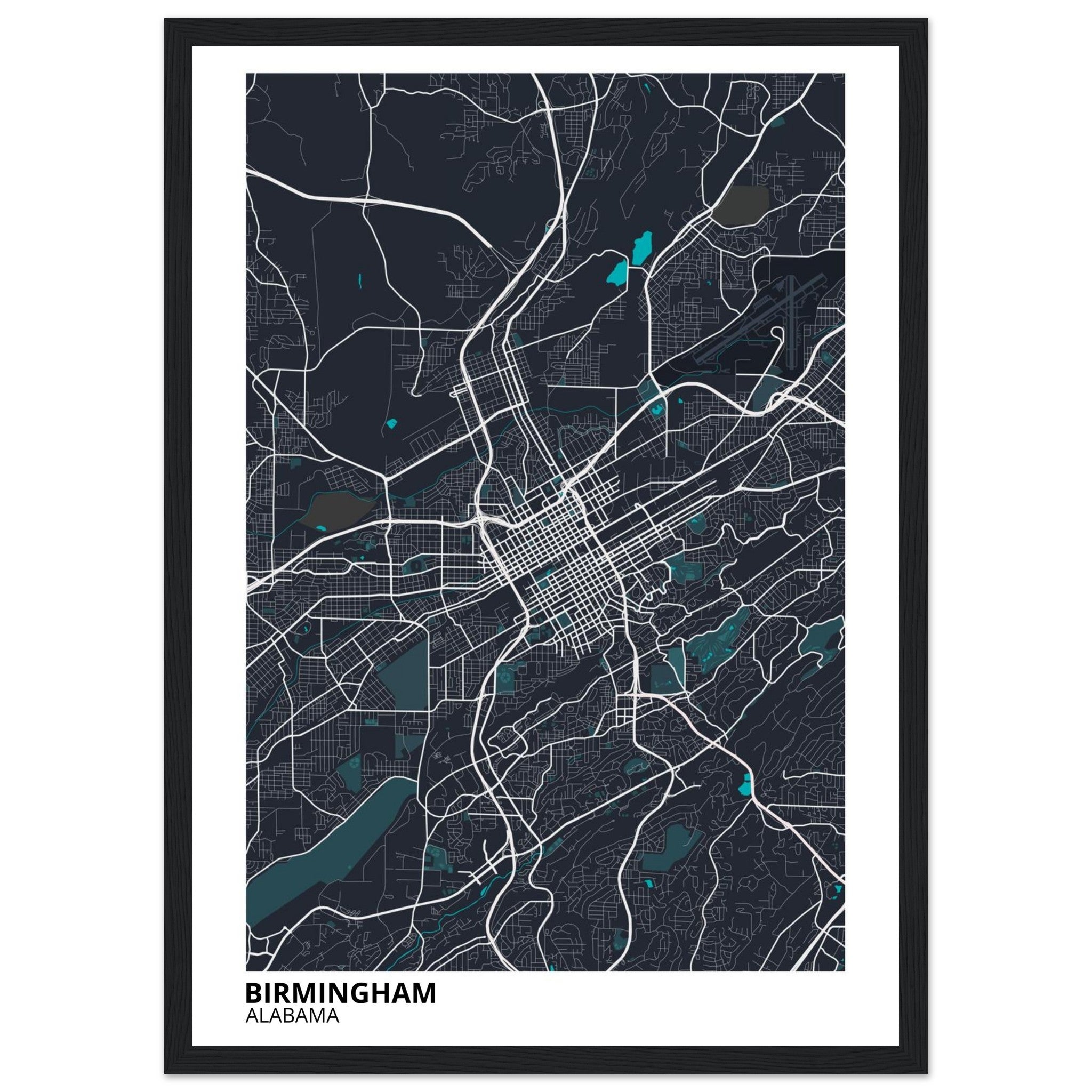 birmingham map poster print