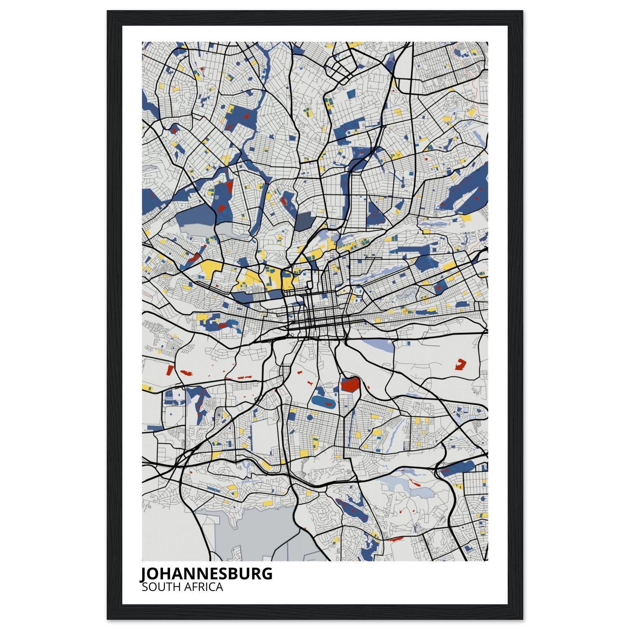 Johannesburg South Africa City Map Poster | Custom Map Art Print - Ink And Atlas