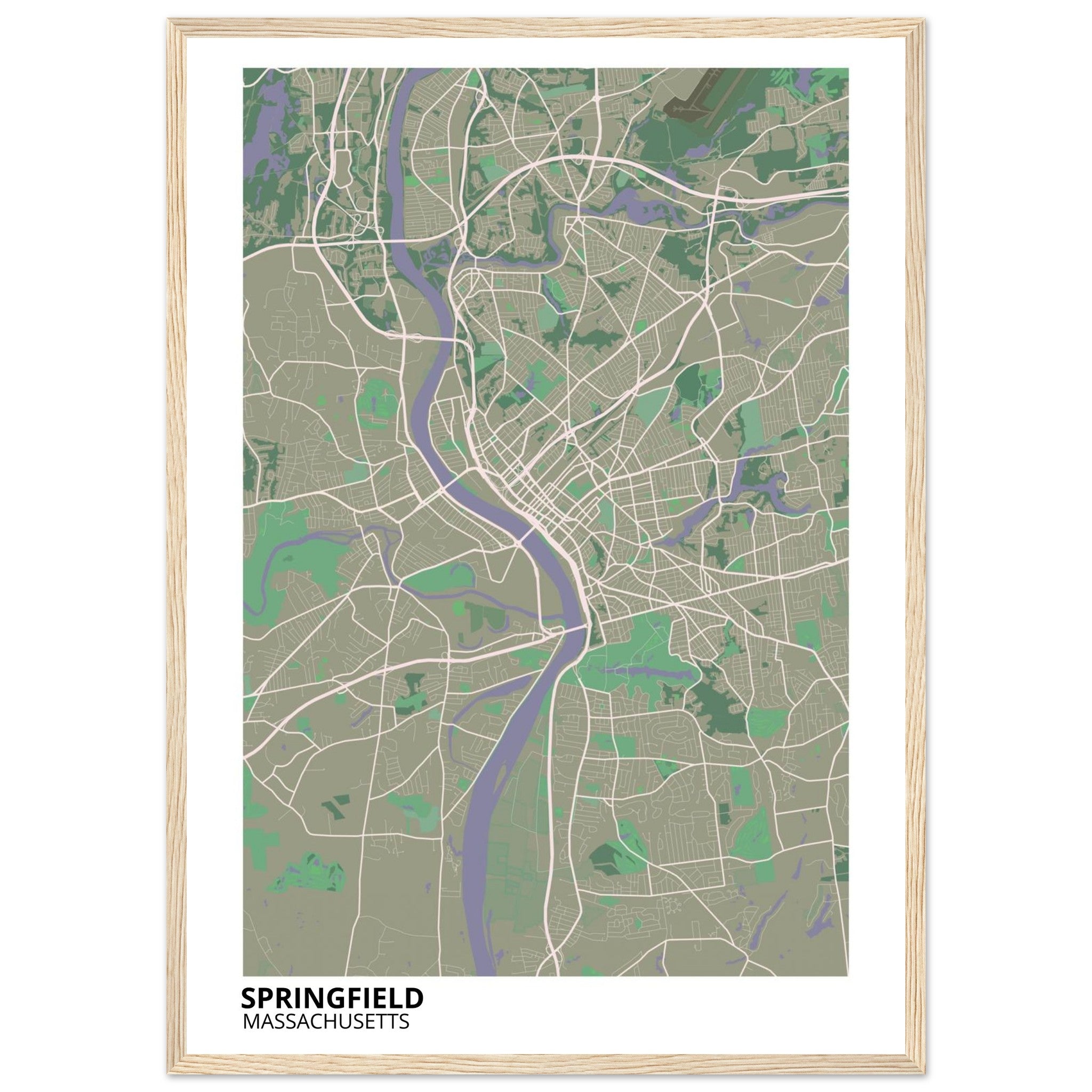 Springfield Massachusetts City Map Poster | Custom Map Art Print - Ink And Atlas