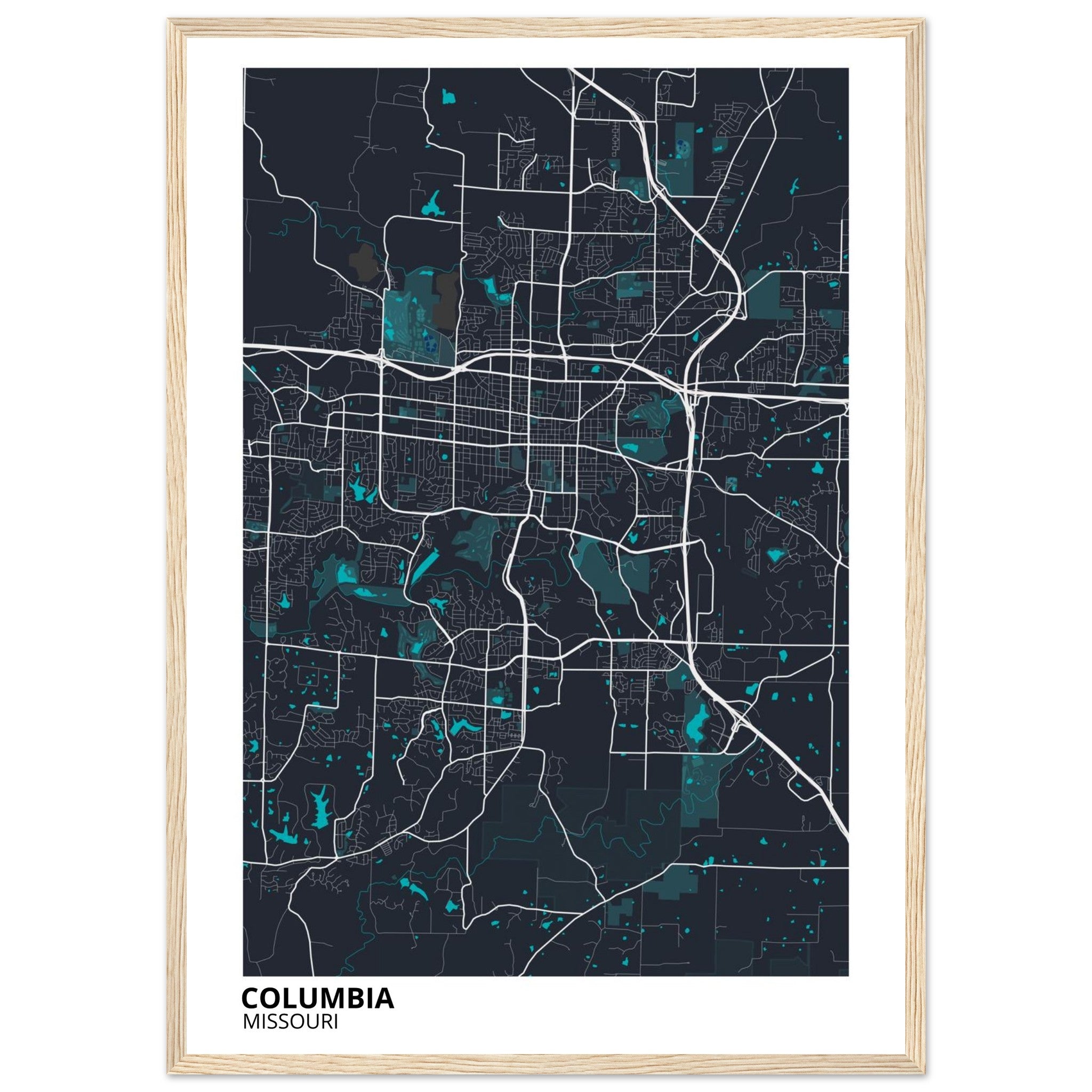 Columbia Missouri City Map Poster | Custom Map Art Print - Ink And Atlas