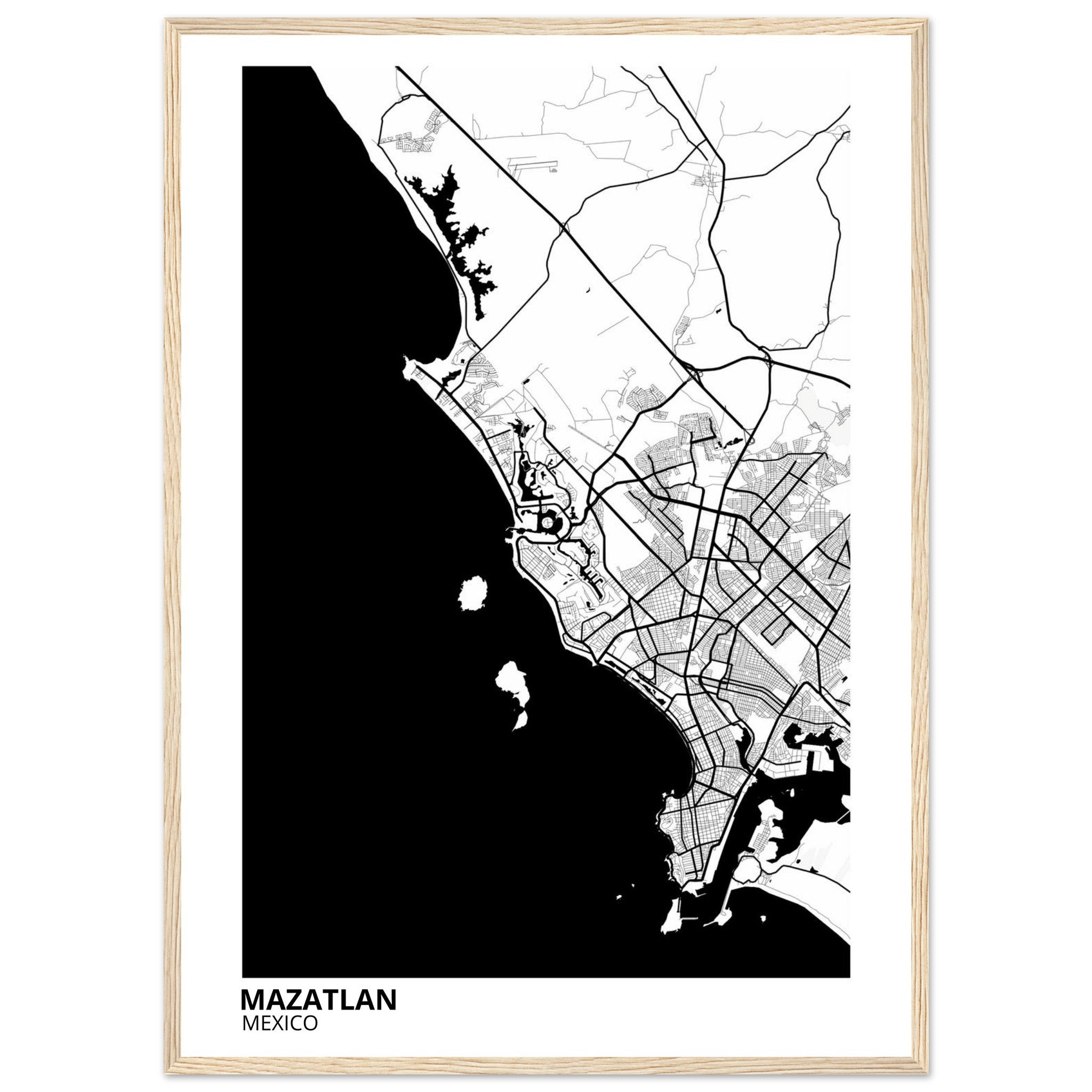 Mazatlan Mexico City Map Poster | Custom Map Art Print - Ink And Atlas