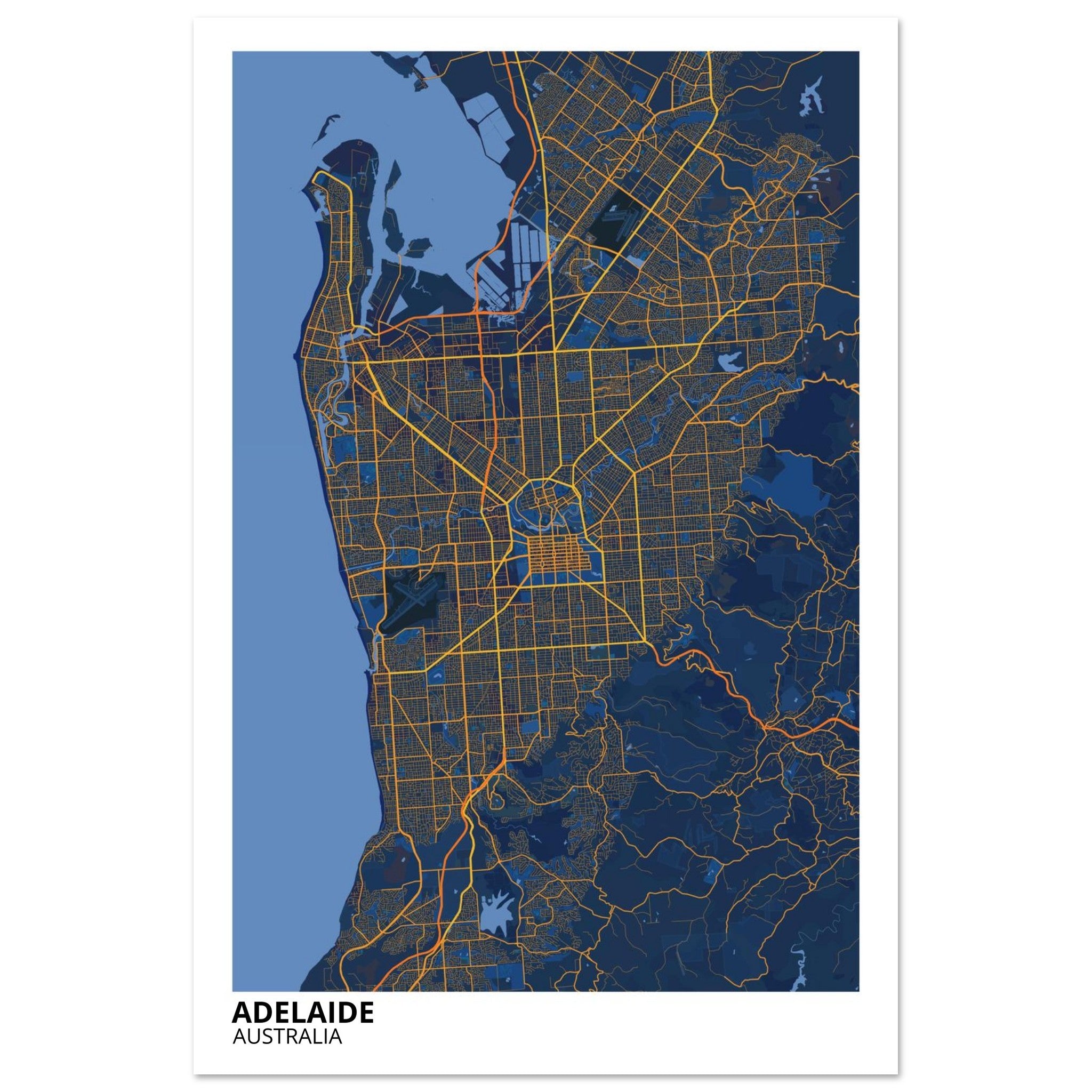 Adelaide Australia City Map Poster | Custom Map Art Print - Ink And Atlas