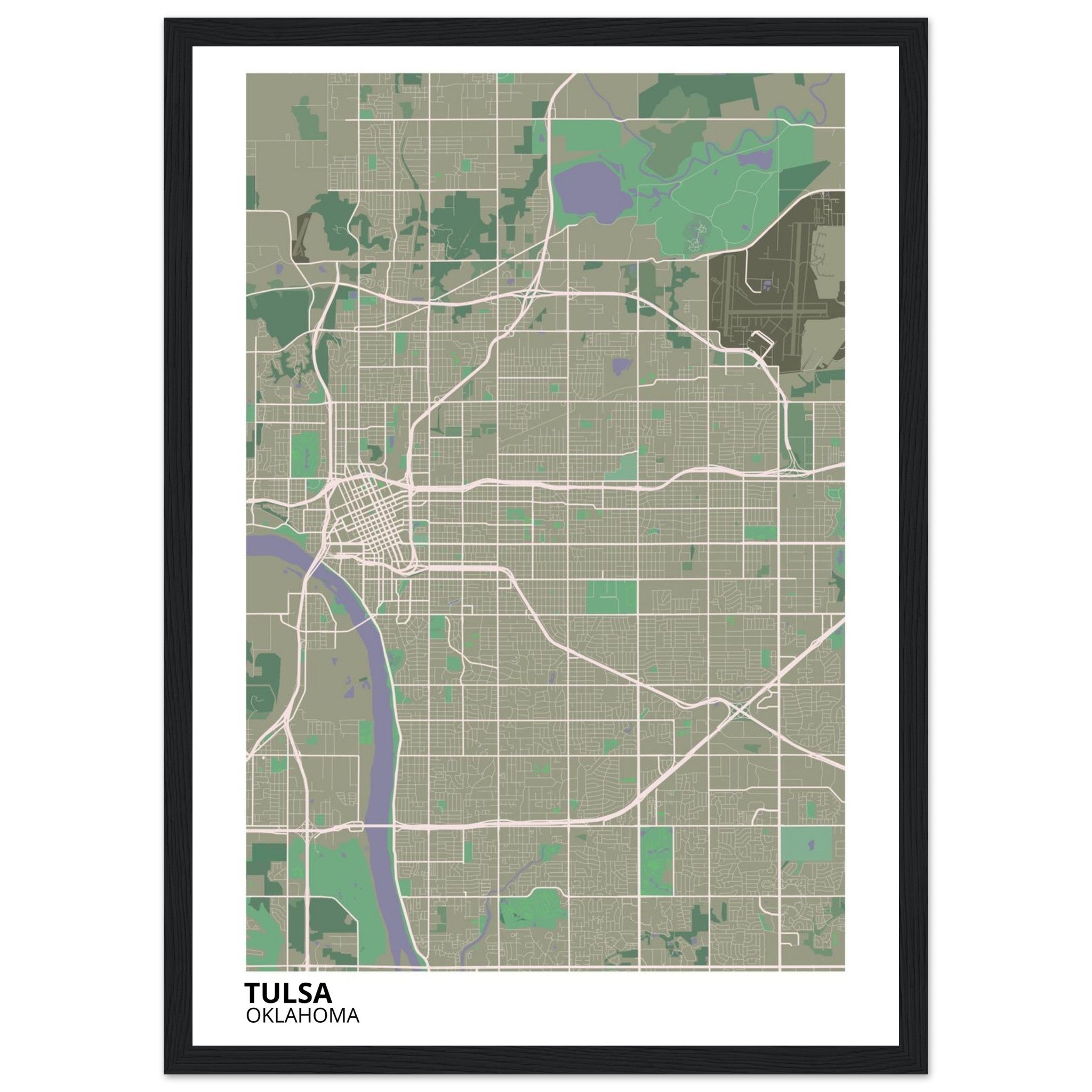 tulsa map poster print