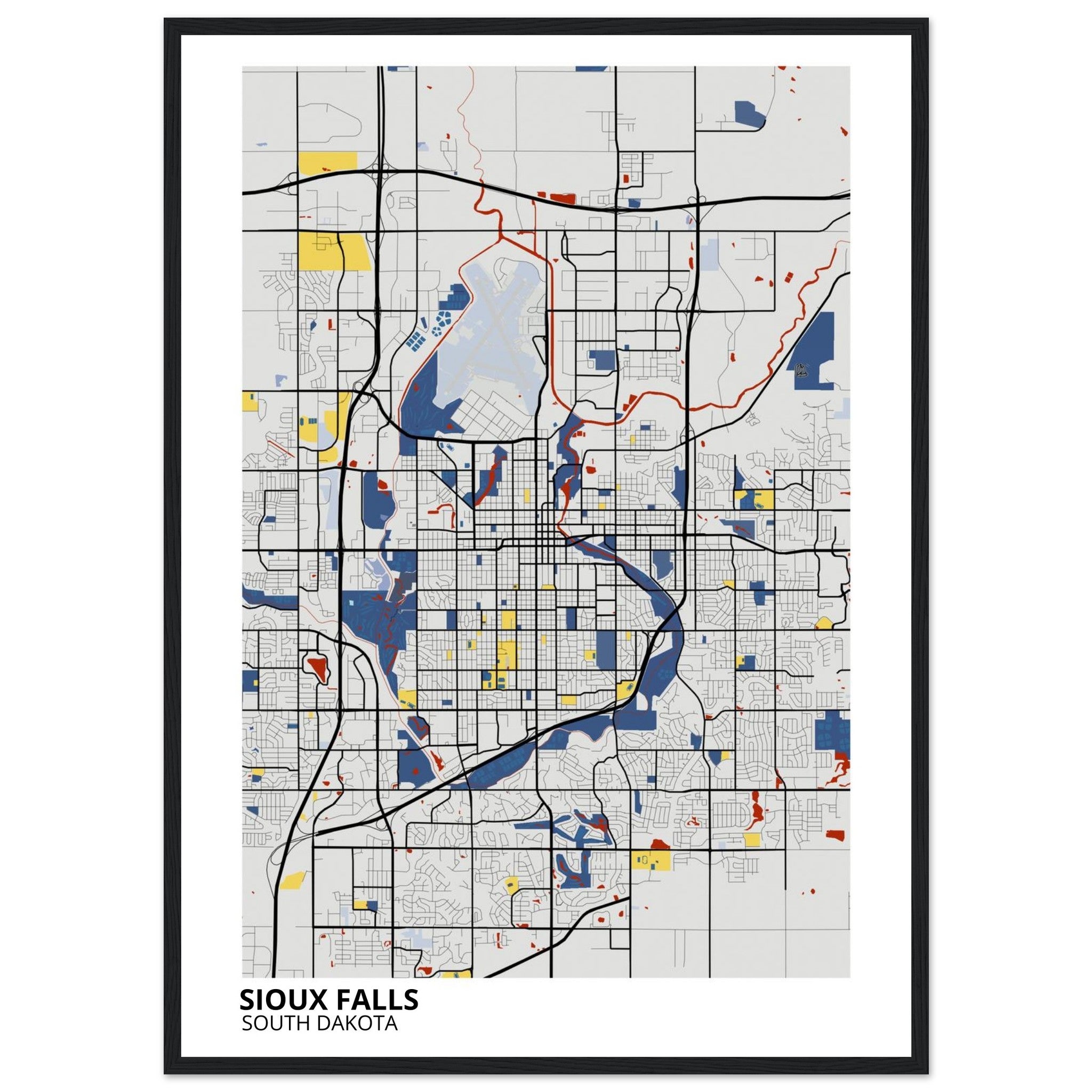Sioux Falls South Dakota City Map Poster | Custom Map Art Print - Ink And Atlas