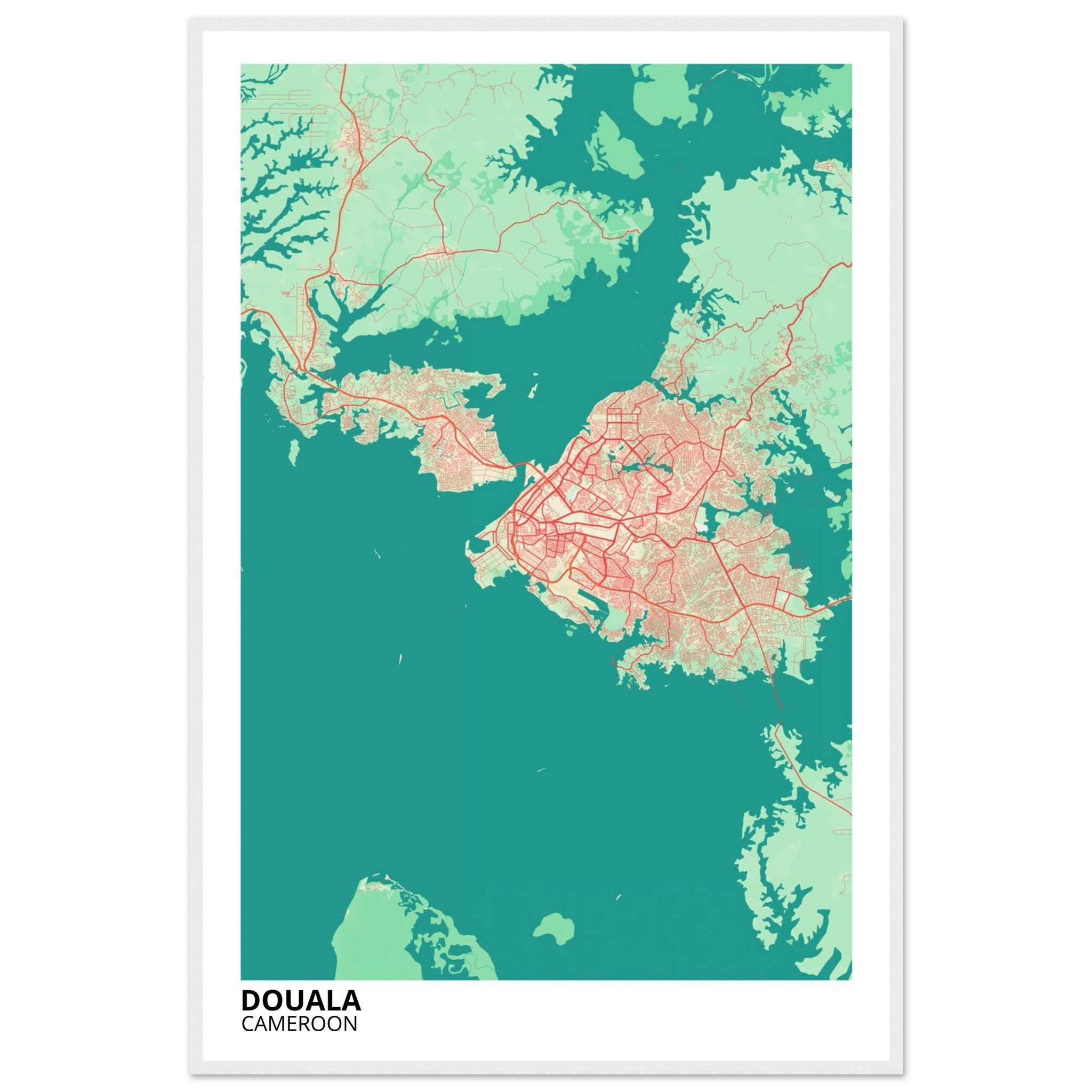 Douala Cameroon City Map Poster | Custom Map Art Print - Ink And Atlas