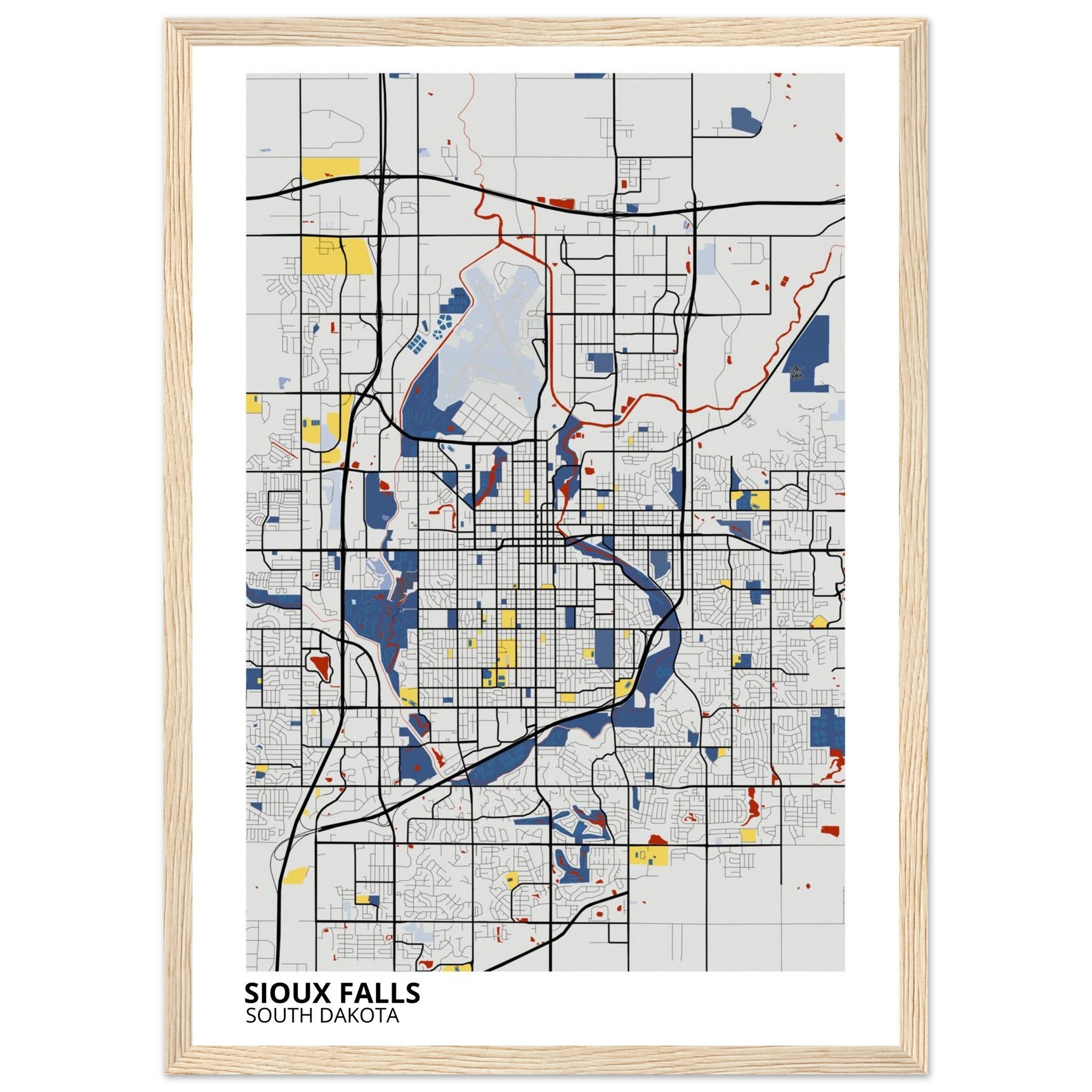 Sioux Falls South Dakota City Map Poster | Custom Map Art Print - Ink And Atlas