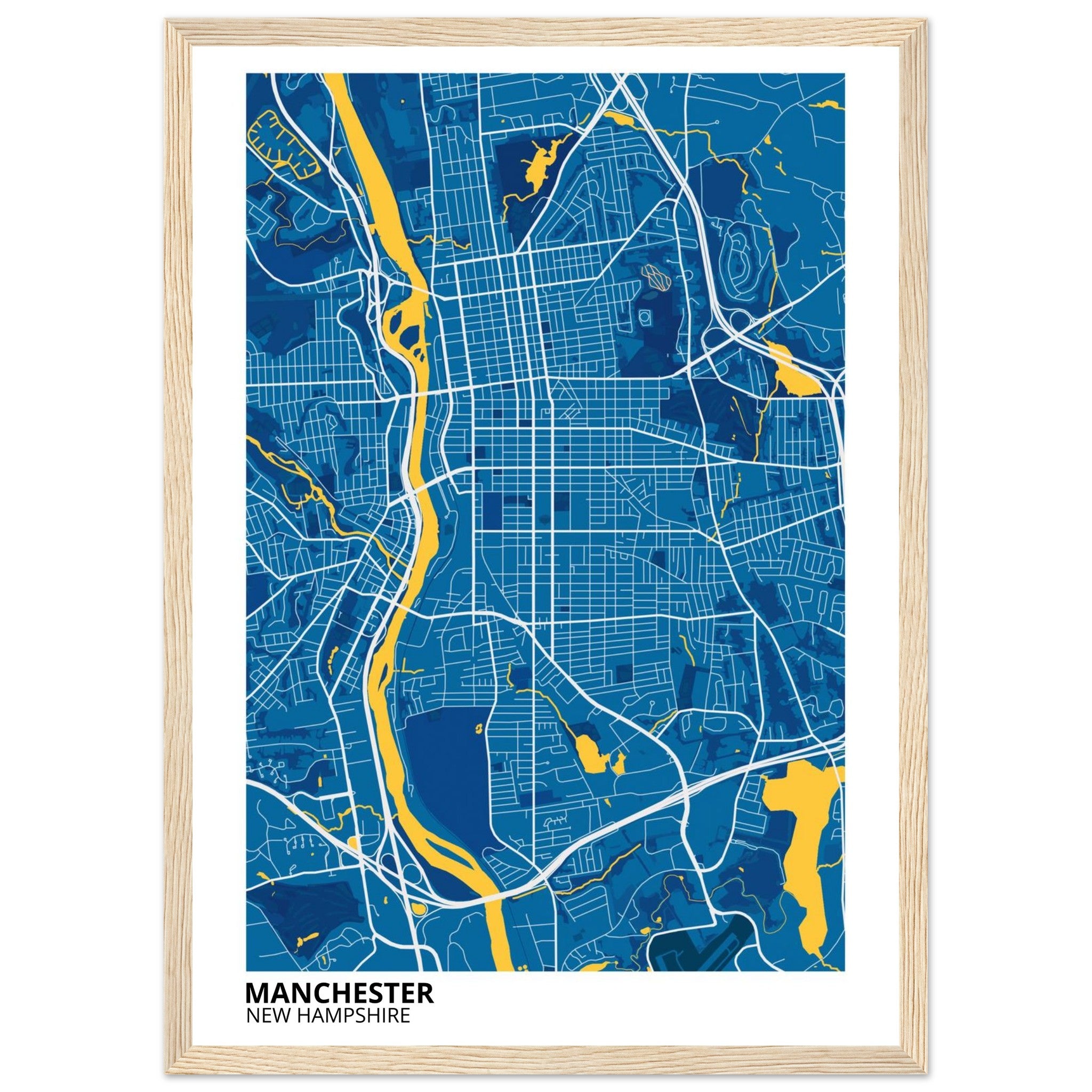 Manchester New Hampshire City Map Poster | Custom Map Art Print - Ink And Atlas
