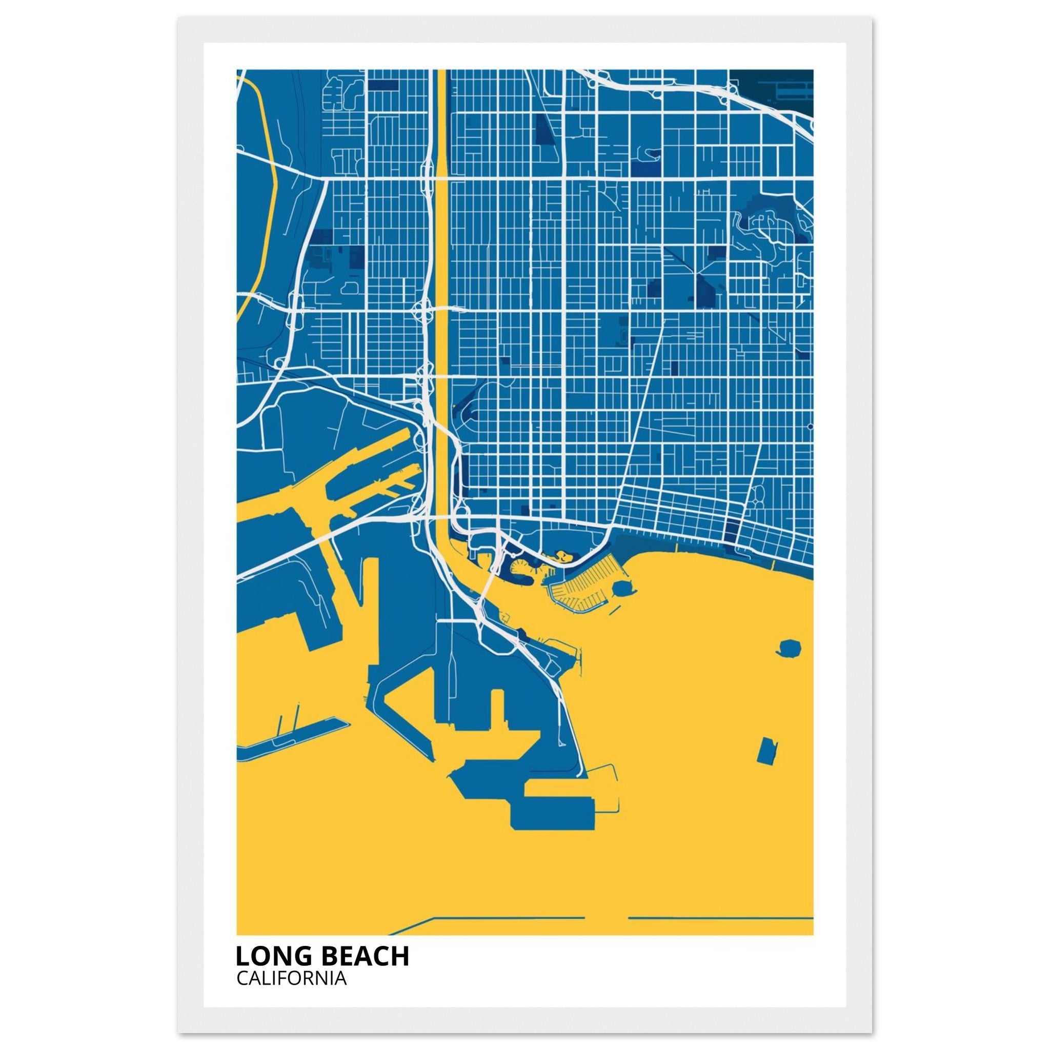 long beach map poster print
