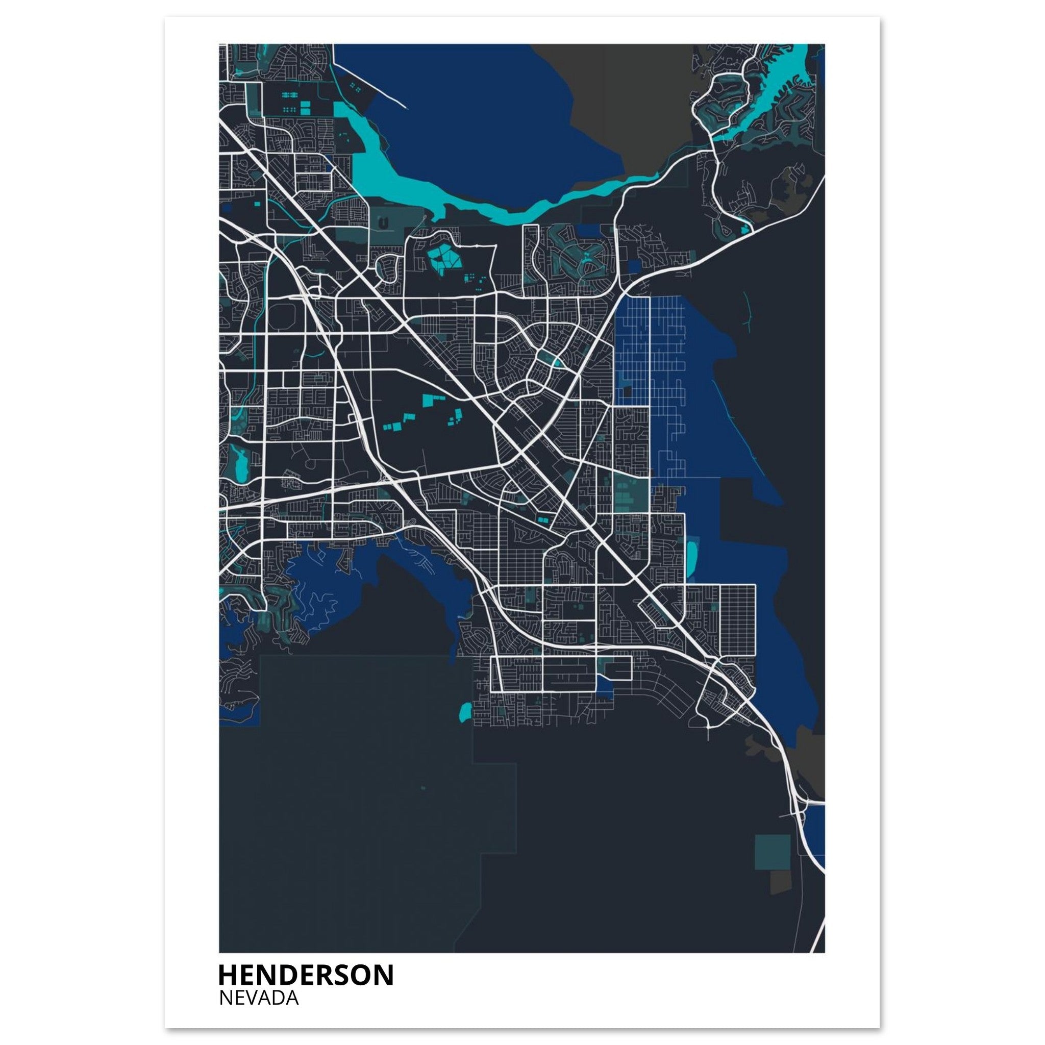 Henderson Nevada City Map Poster | Custom Map Art Print - Ink And Atlas