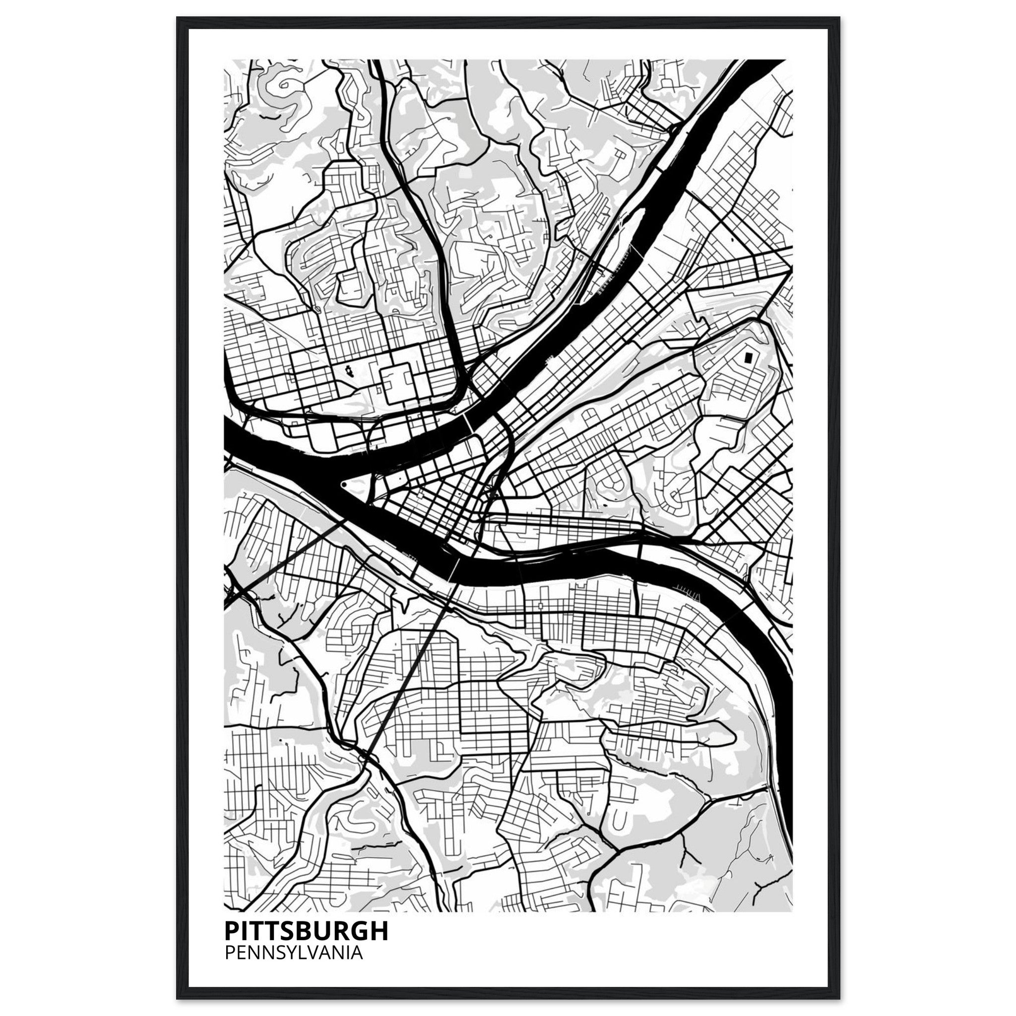 pittsburgh map poster print