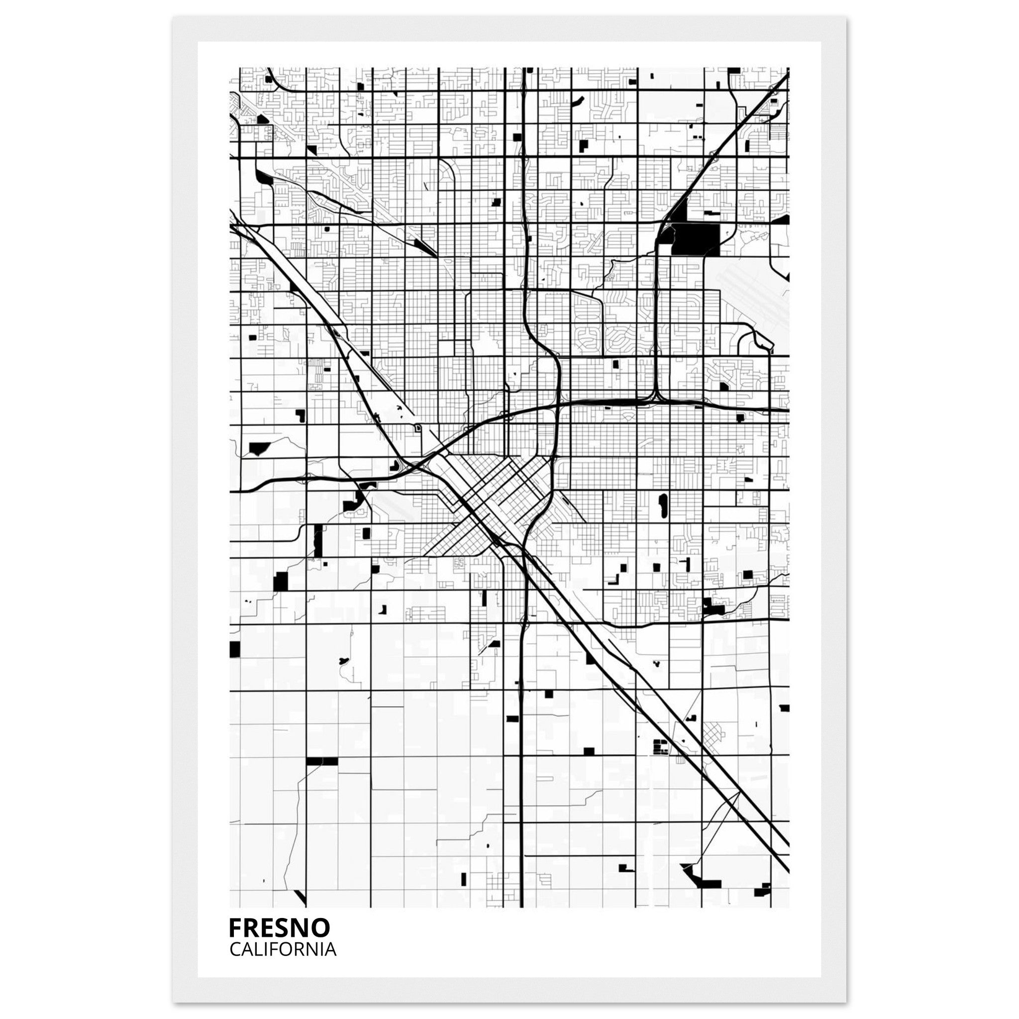 fresno map poster print