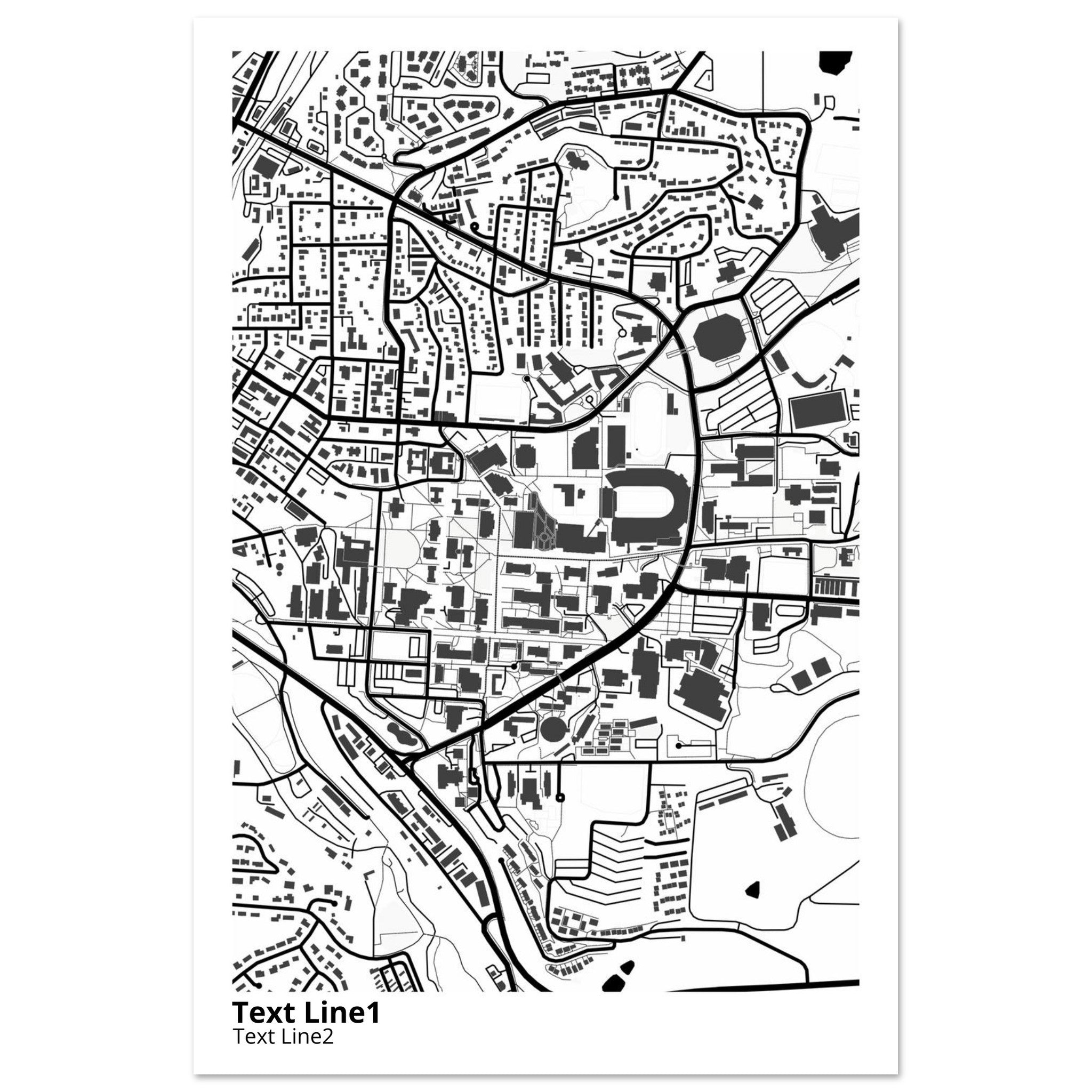 washington state university modern campus map print