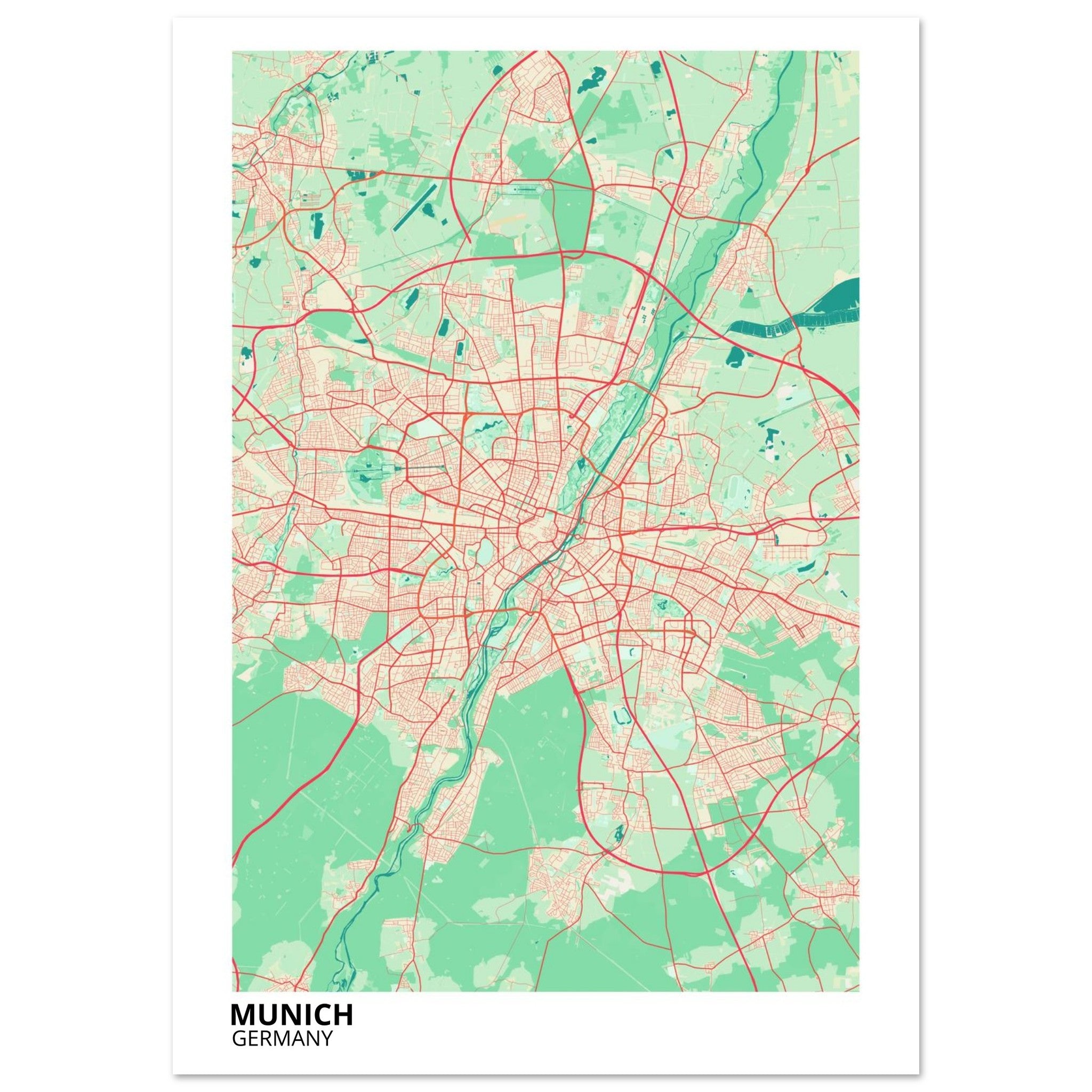 Munich Germany City Map Poster | Custom Map Art Print - Ink And Atlas